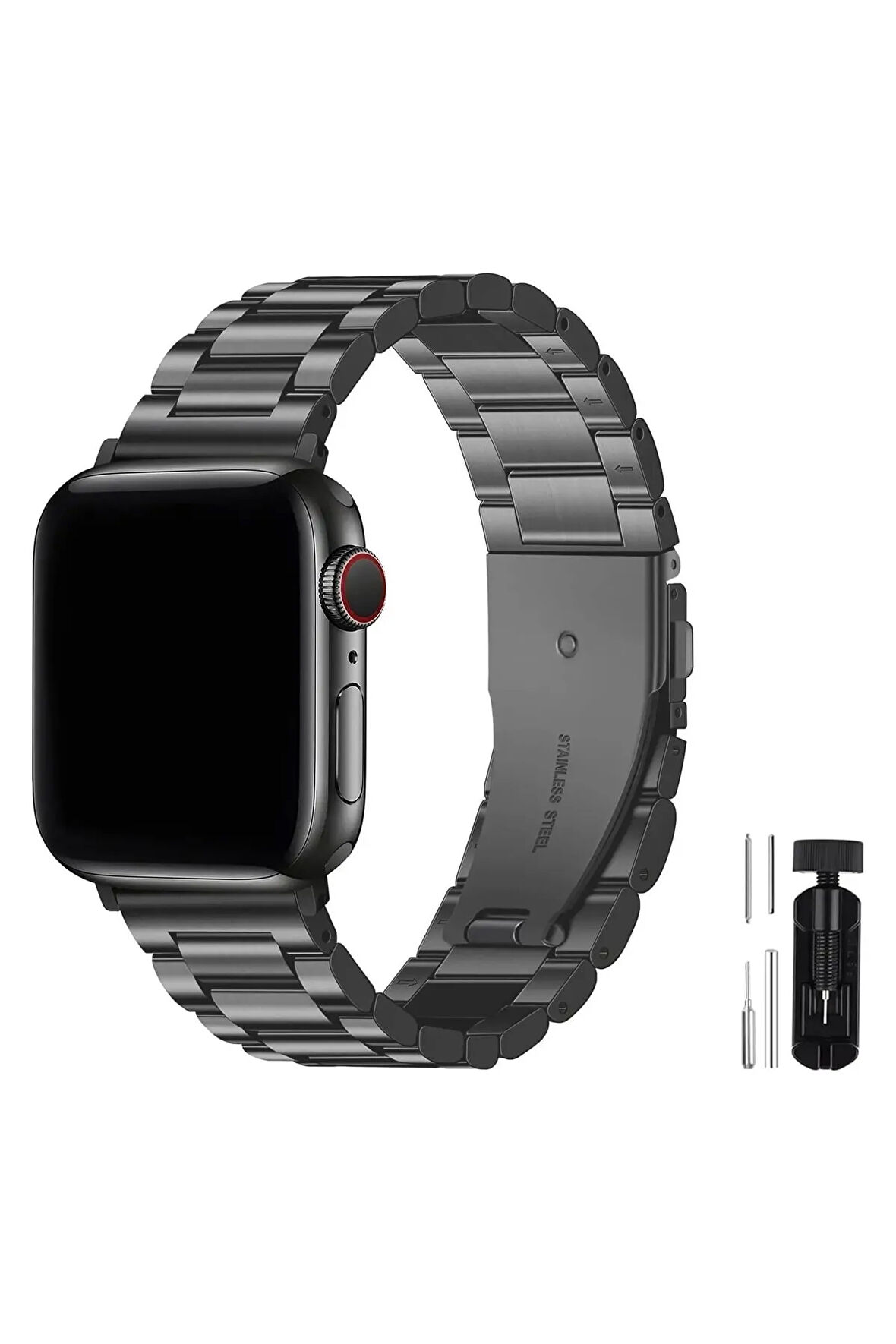 Apple Watch Seri 10 42 mm ile Uyumlu Paslanmaz Çelik Kordon ve Kayış Ayarlama Aparatı 