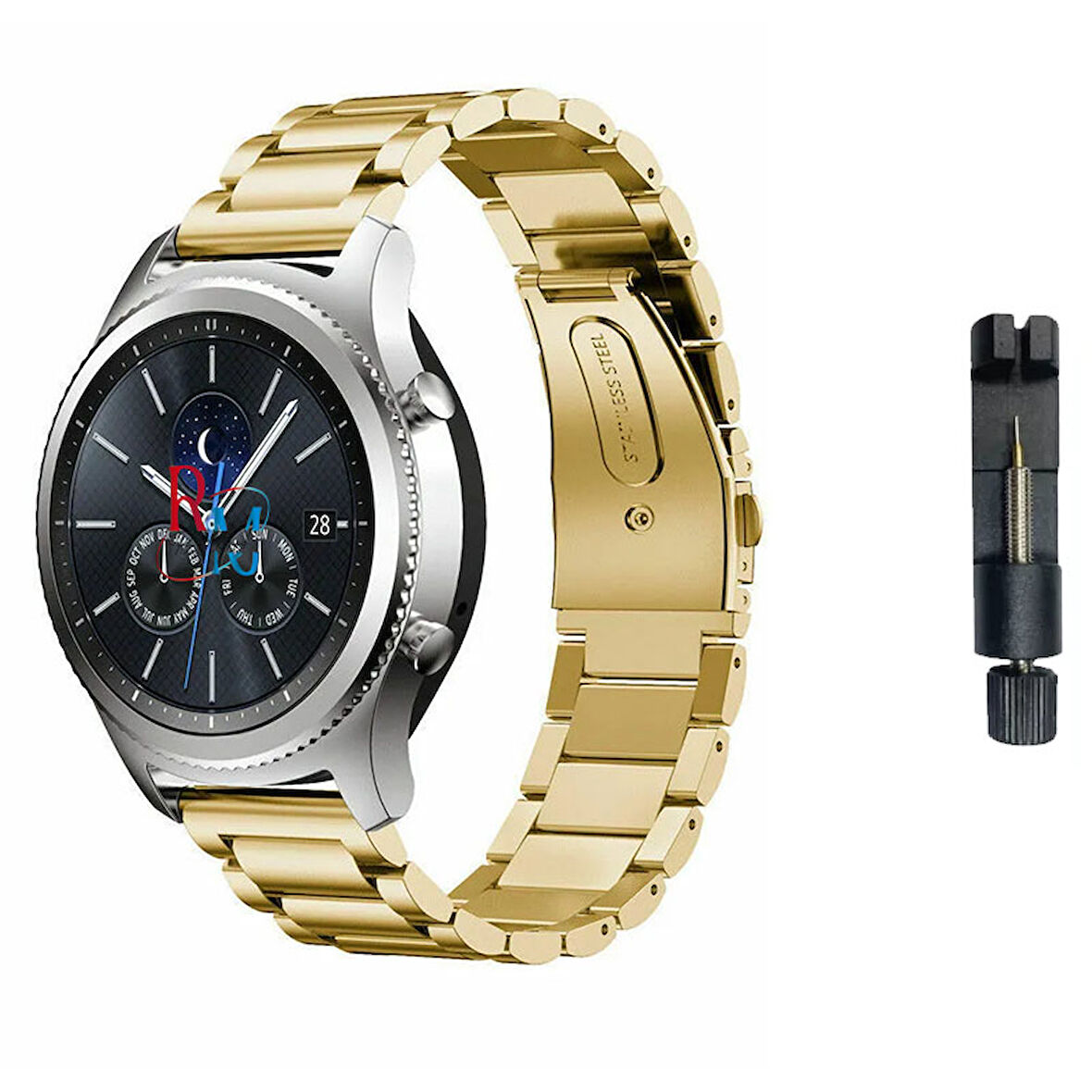 Huawei Watch GT 3 Elite 46mm ile Uyumlu  22 mm Klasik Çelik Kordon Paslanmaz Kayış