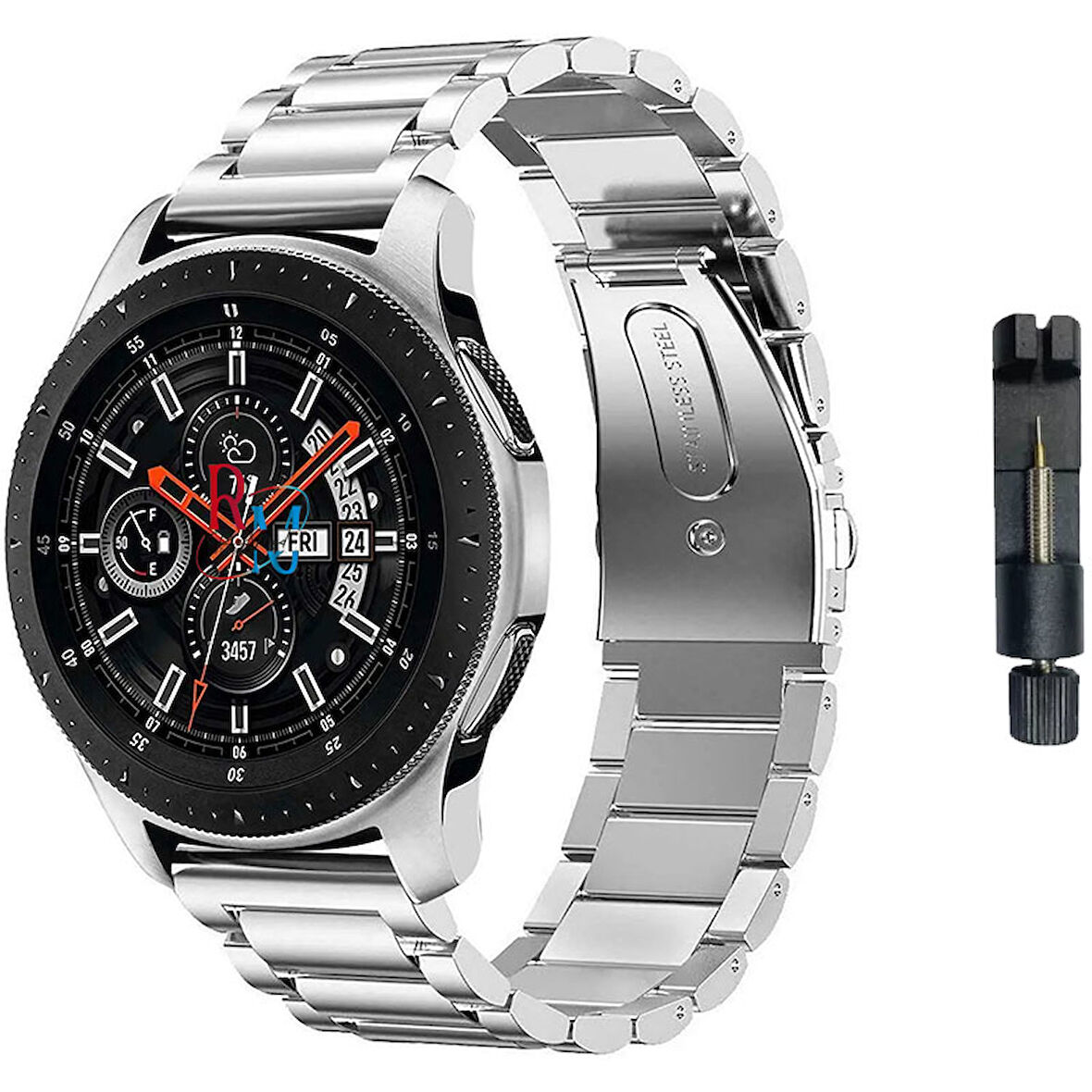 Huawei Watch GT 2 Sport (46mm) İle Uyumlu  22 mm Klasik Çelik Kordon Paslanmaz Kayış