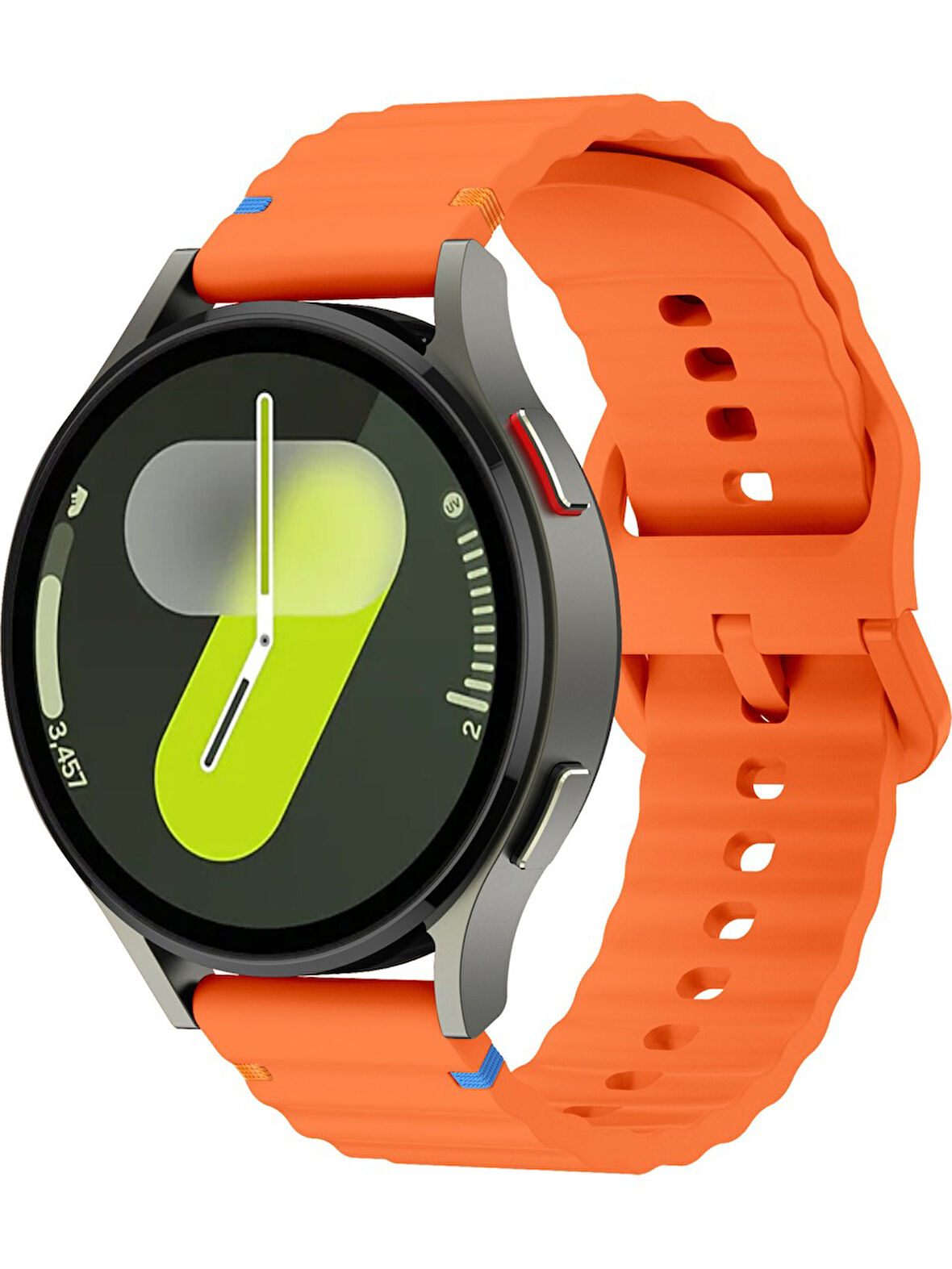 Oppo Realme Watch S / Watch S Pro İle Uyumlu 22mm Kordon Dalgalı Dikiş Detaylı Silikon Saat Kordonu