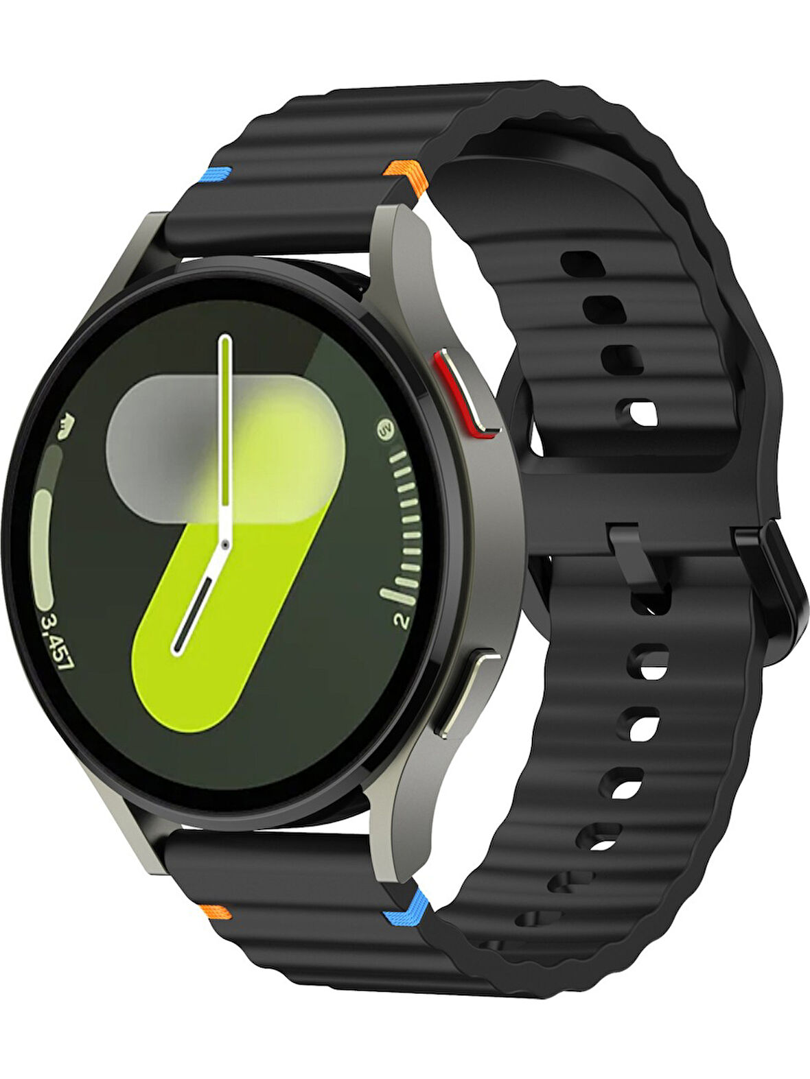 Oppo Realme Watch S / Watch S Pro İle Uyumlu 22mm Kordon Dalgalı Dikiş Detaylı Silikon Saat Kordonu