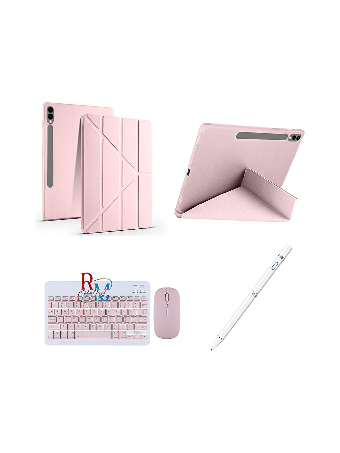 Samsung Galaxy Tab S10 FE Plus 13.1" ile Uyumlu Standlı Kılıf Dokunmatik Kalem ve Klavye Mouse Set