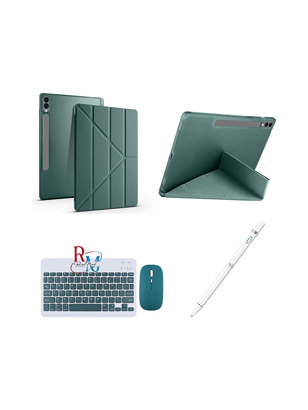 Samsung Galaxy Tab S10 FE Plus 13.1" ile Uyumlu Standlı Kılıf Dokunmatik Kalem ve Klavye Mouse Set