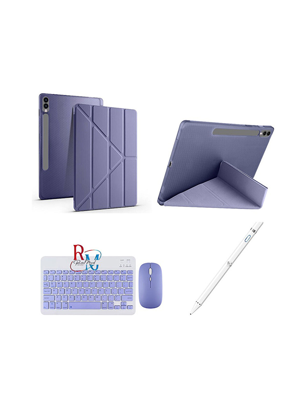 Samsung Galaxy Tab S10 FE Plus 13.1" ile Uyumlu Standlı Kılıf Dokunmatik Kalem ve Klavye Mouse Set