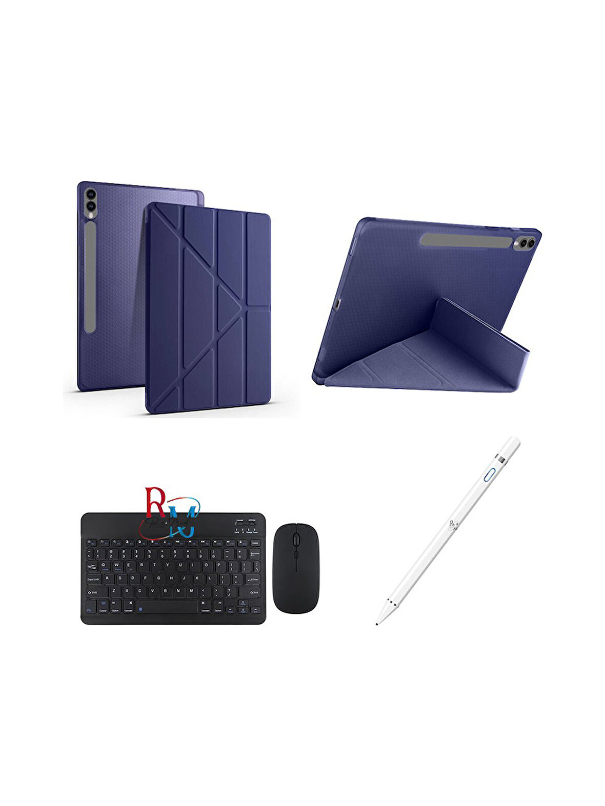 Samsung Galaxy Tab S10 FE Plus 13.1" ile Uyumlu Standlı Kılıf Dokunmatik Kalem ve Klavye Mouse Set