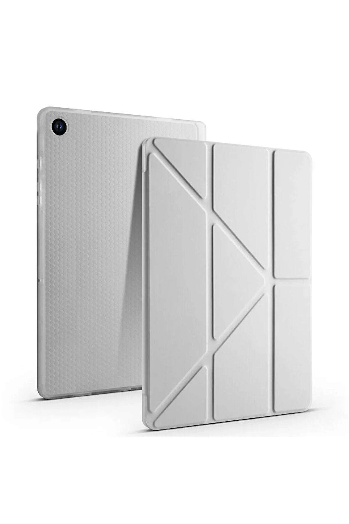 Samsung Galaxy Tab A9 Plus X210 X213 X215 X217 ile Uyumlu Üçgen Standlı Kalem Bölmeli Tablet Kılıf