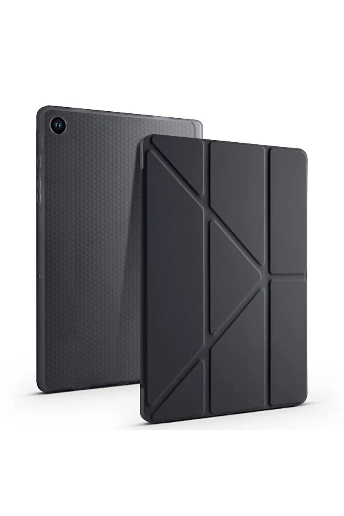 Samsung Galaxy Tab A9 Plus X210 X213 X215 X217 ile Uyumlu Üçgen Standlı Kalem Bölmeli Tablet Kılıf