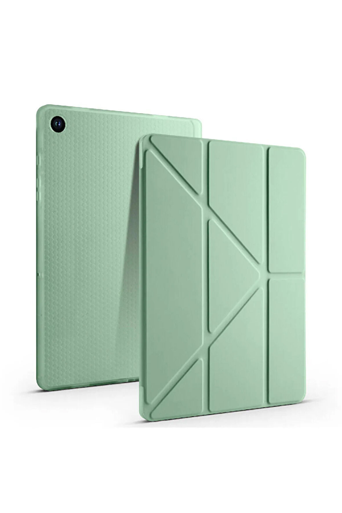 Samsung Galaxy Tab A9 Plus X210 X213 X215 X217 ile Uyumlu Üçgen Standlı Kalem Bölmeli Tablet Kılıf