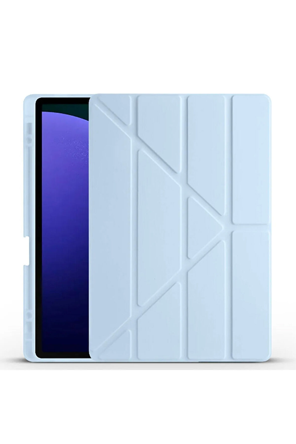 Samsung Galaxy S10 Plus SM-X820 ile Uyumlu 12.4'' Tablet Kılıfı Üçgen Standlı Kalem Bölmeli Kılıf