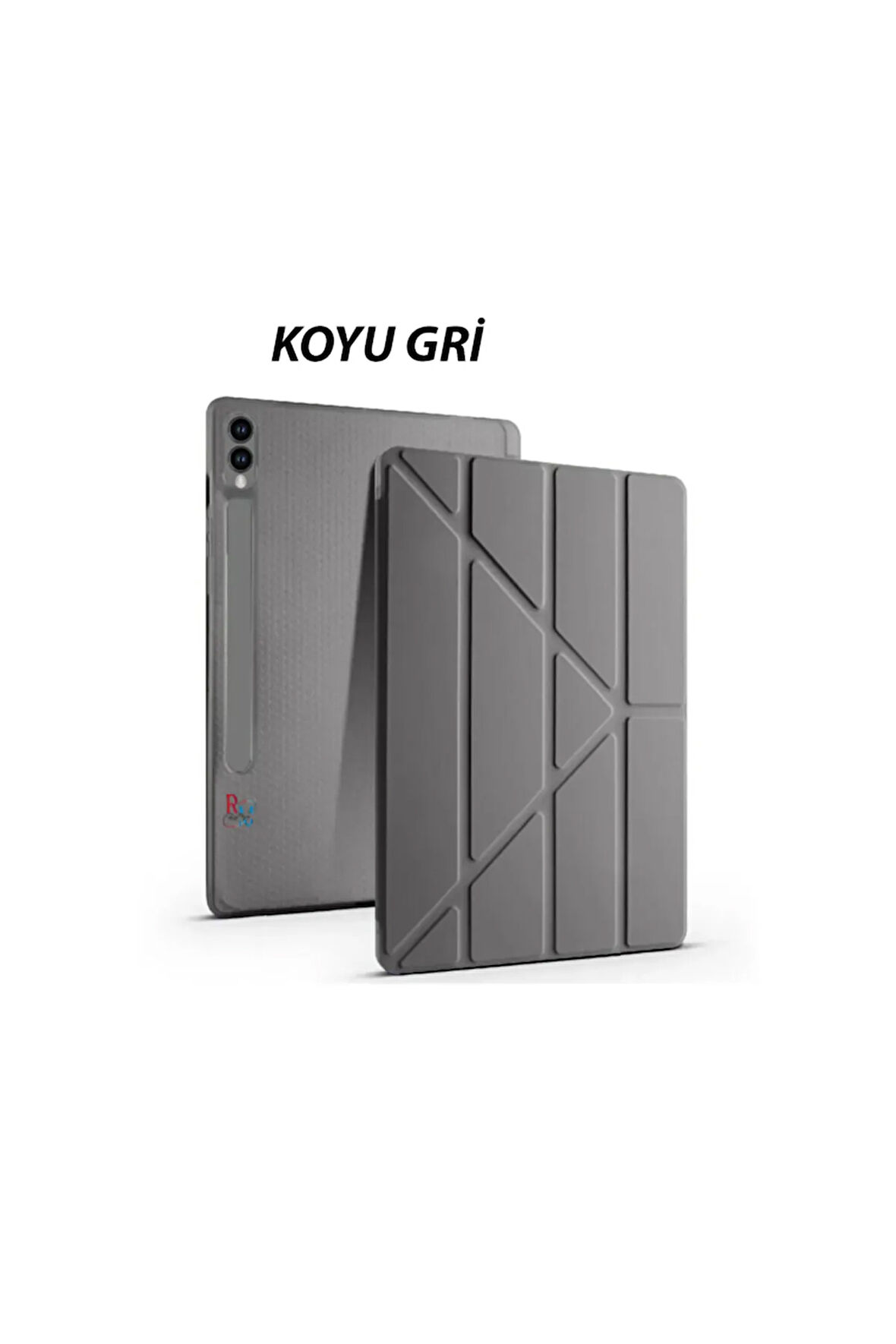 Samsung Galaxy S10 Plus SM-X820 ile Uyumlu 12.4'' Tablet Kılıfı Üçgen Standlı Kalem Bölmeli Kılıf
