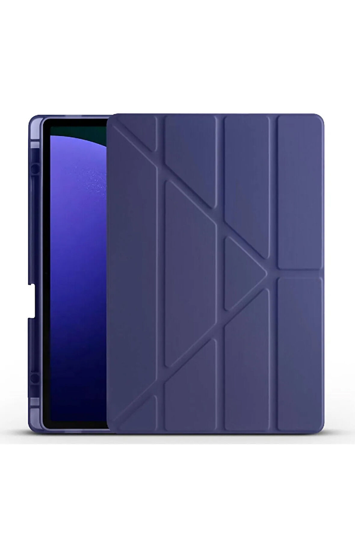 Samsung Galaxy S10 Plus SM-X820 ile Uyumlu 12.4'' Tablet Kılıfı Üçgen Standlı Kalem Bölmeli Kılıf