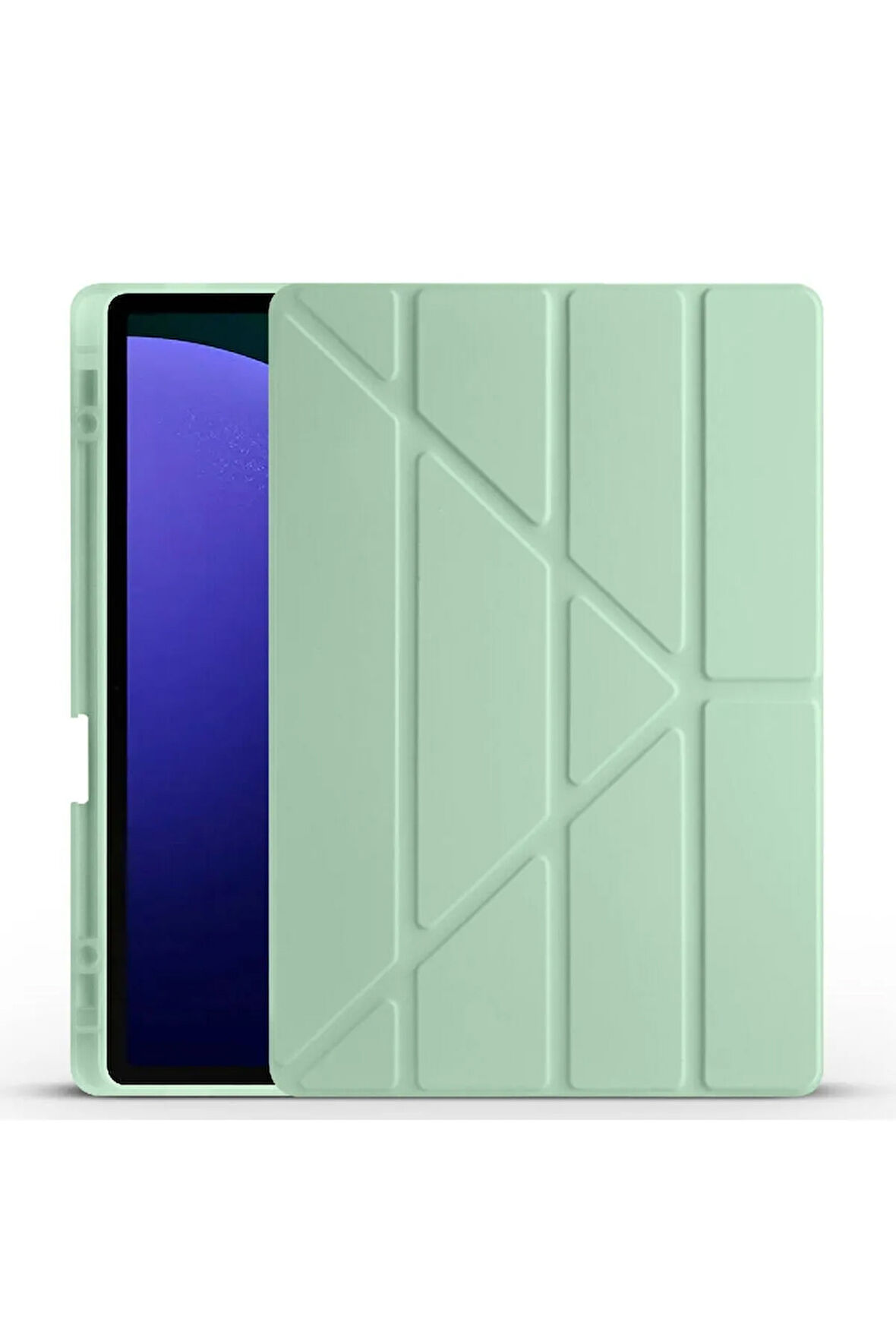 Samsung Galaxy S10 Plus SM-X820 ile Uyumlu 12.4'' Tablet Kılıfı Üçgen Standlı Kalem Bölmeli Kılıf