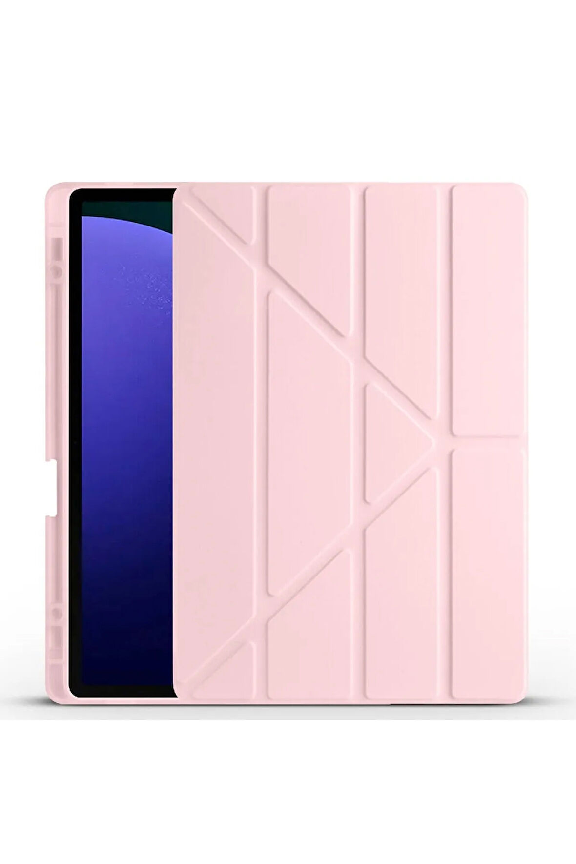 Samsung Galaxy S9 Plus SM-X810 ile Uyumlu 12.4'' Tablet Kılıfı Üçgen Standlı Kalem Bölmeli Kılıf