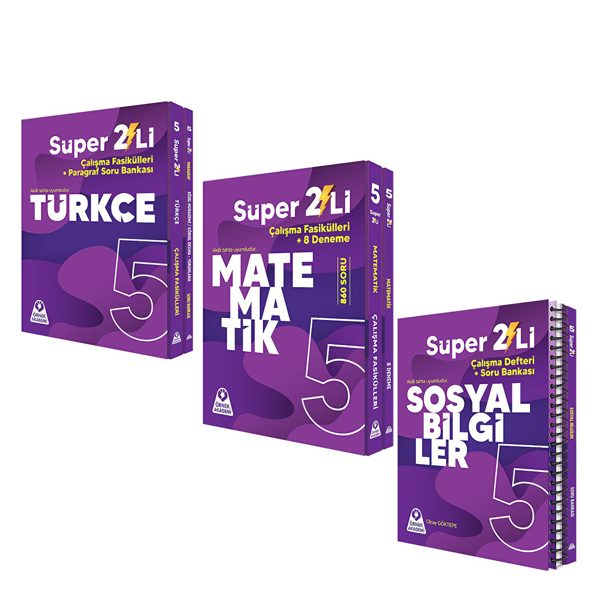 Örnek Akademi 5.Sınıf Süper İkili Türkçe Matematik ve Sosyal Bilgiler Seti 3 Kitap