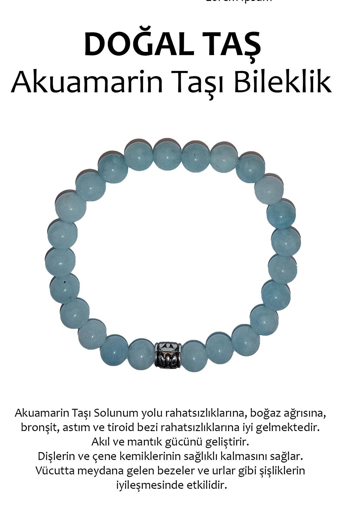 Hakiki Doğal Taş Bileklik - Akuamarin (aquamarine)