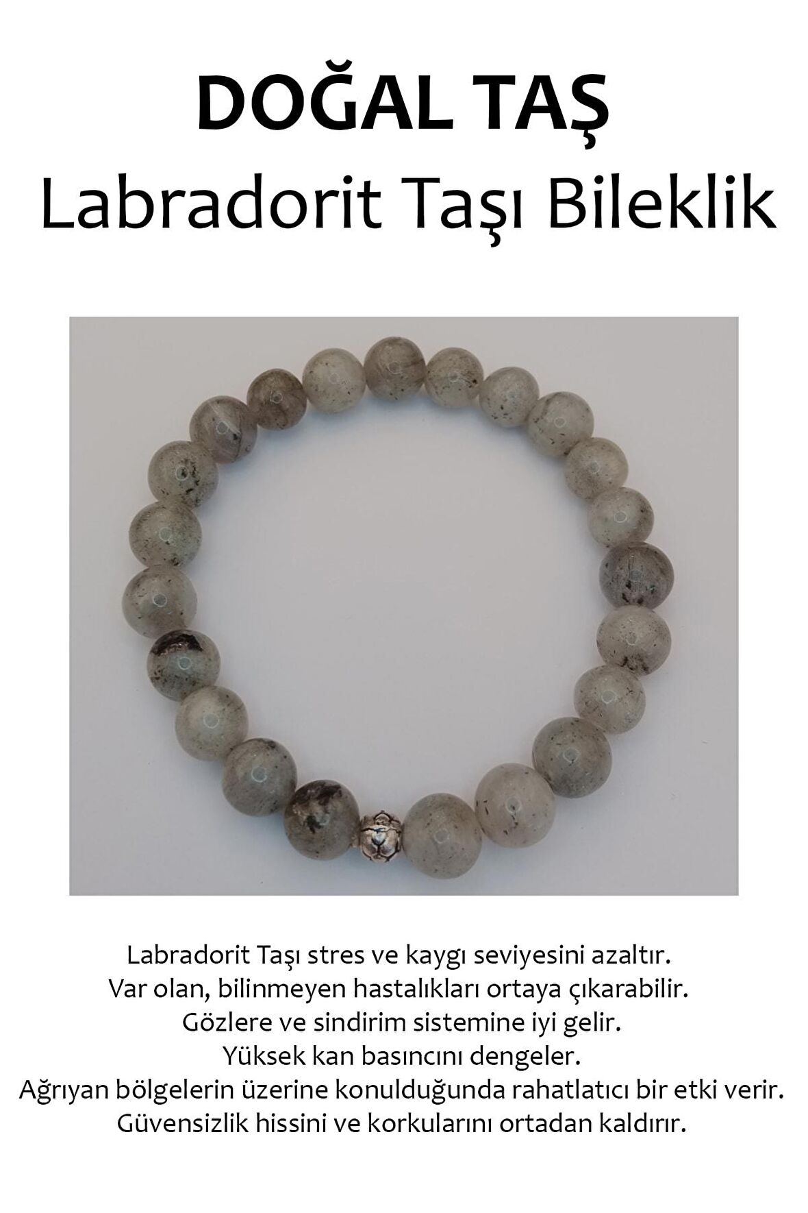 Hakiki Doğal Taş Bileklik - Labradorit Taşı (labradorite)