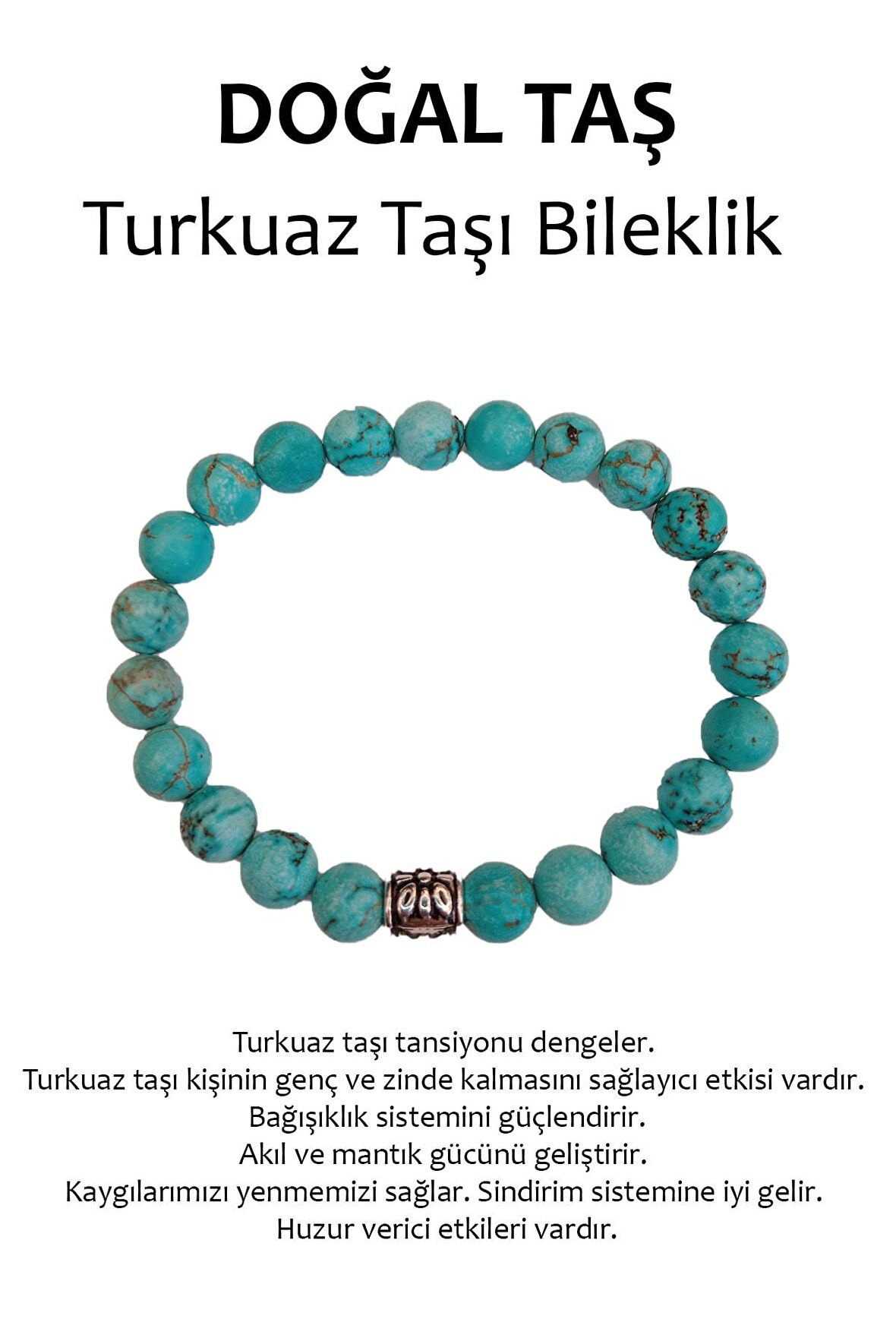 Hakiki Doğal Taş Bileklik - Turkuaz Taşı (turquoise)