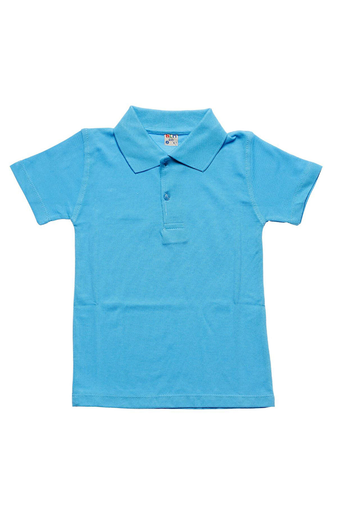 Turkuaz Kısa Kol Düz Renk Yakalı 6-17 Yaş Çocuk Okul Lakos Tişört Polo Yaka T-shirt 