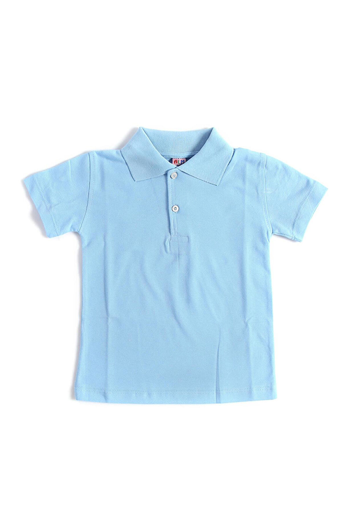 Mavi Kısa Kol Düz Renk Yakalı 6-17 Yaş Çocuk Okul Lakos Tişört Polo Yaka T-shirt 