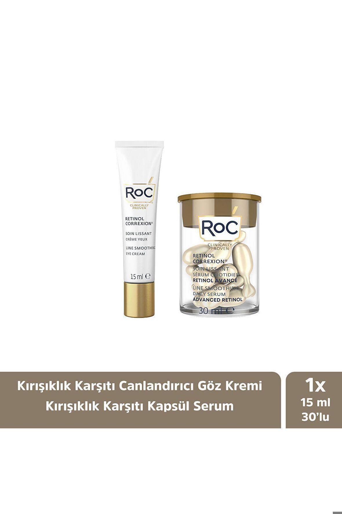 Roc Retinol Correxion Line Smoothing Göz Kremi 15ML + 10lu Kapsül Gece Serumu 2li Set