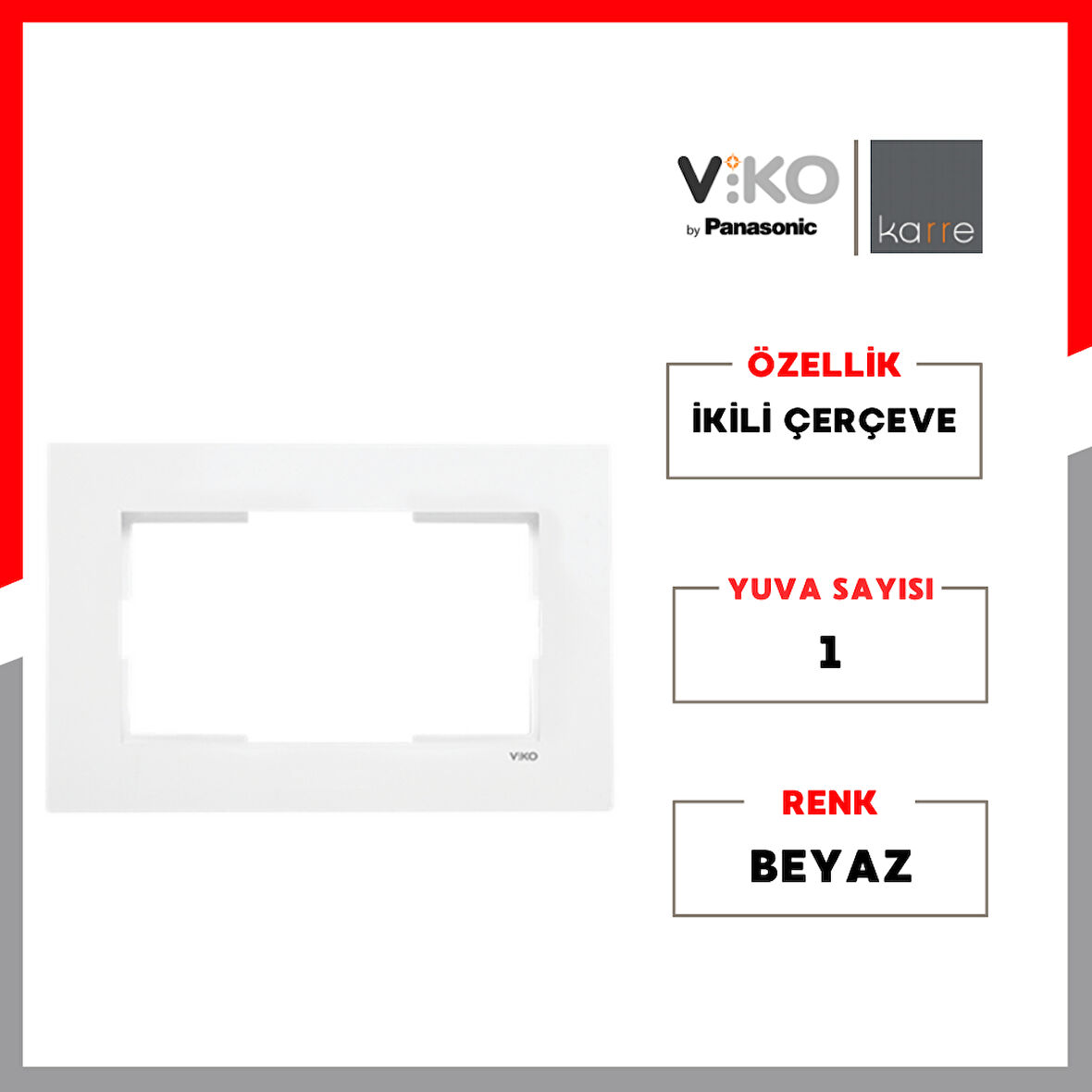 Viko | Karre İkili Priz Çerçeve, Beyaz