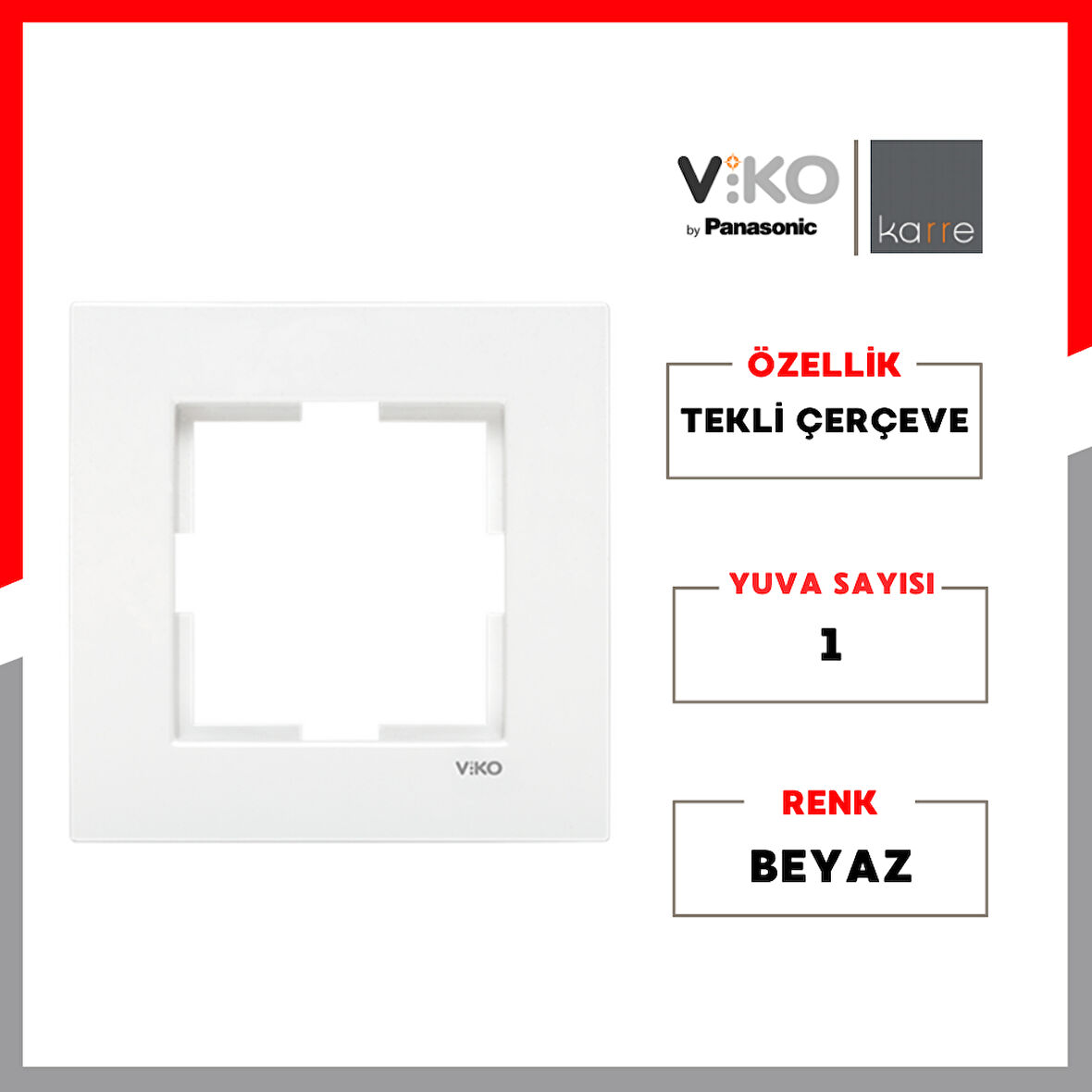 Viko | Karre Priz Çerçeve, Tekli, Beyaz