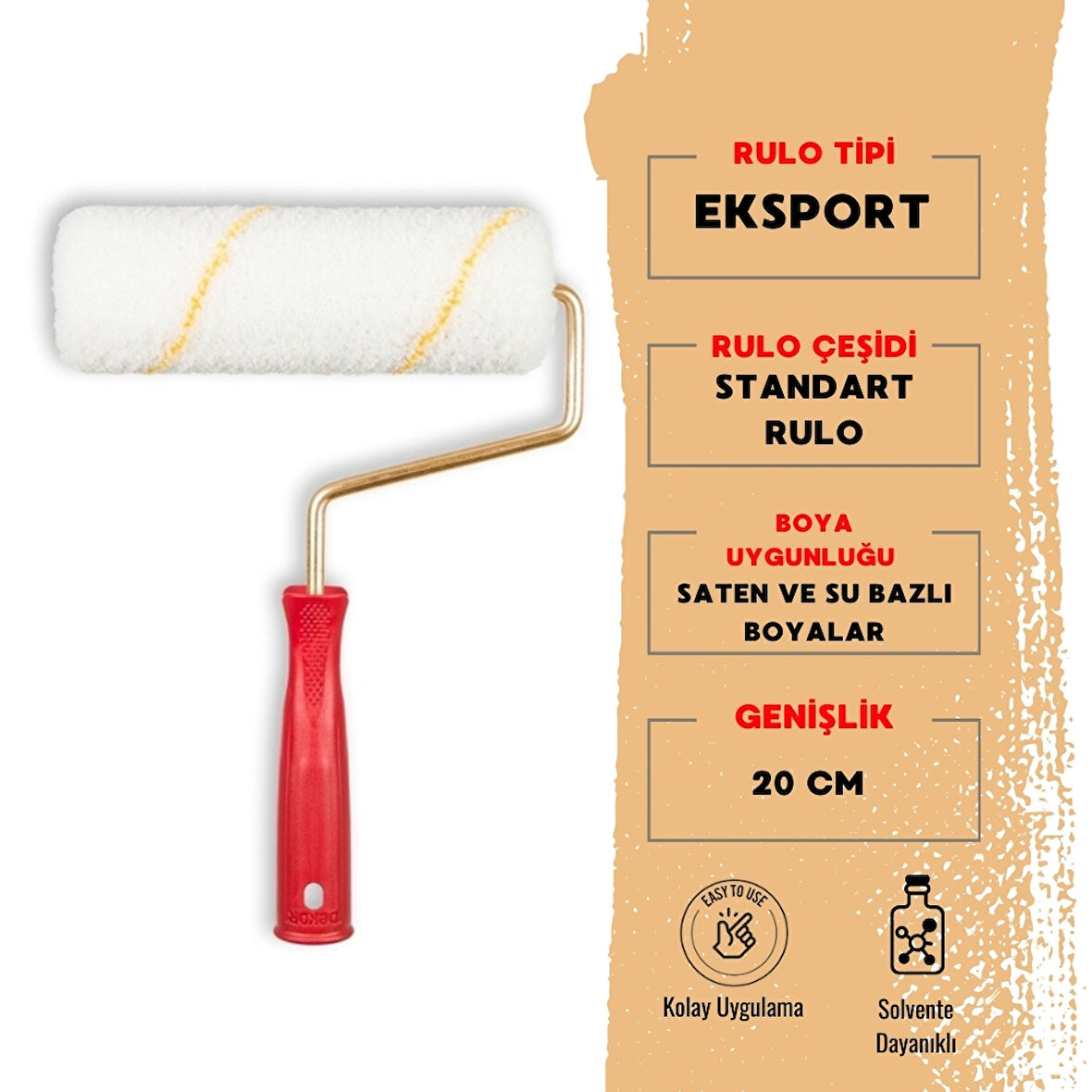 Dekor | Eksport Boya Rulosu, İç Cephe İçin Uyumlu Standart Rulo, 20 cm