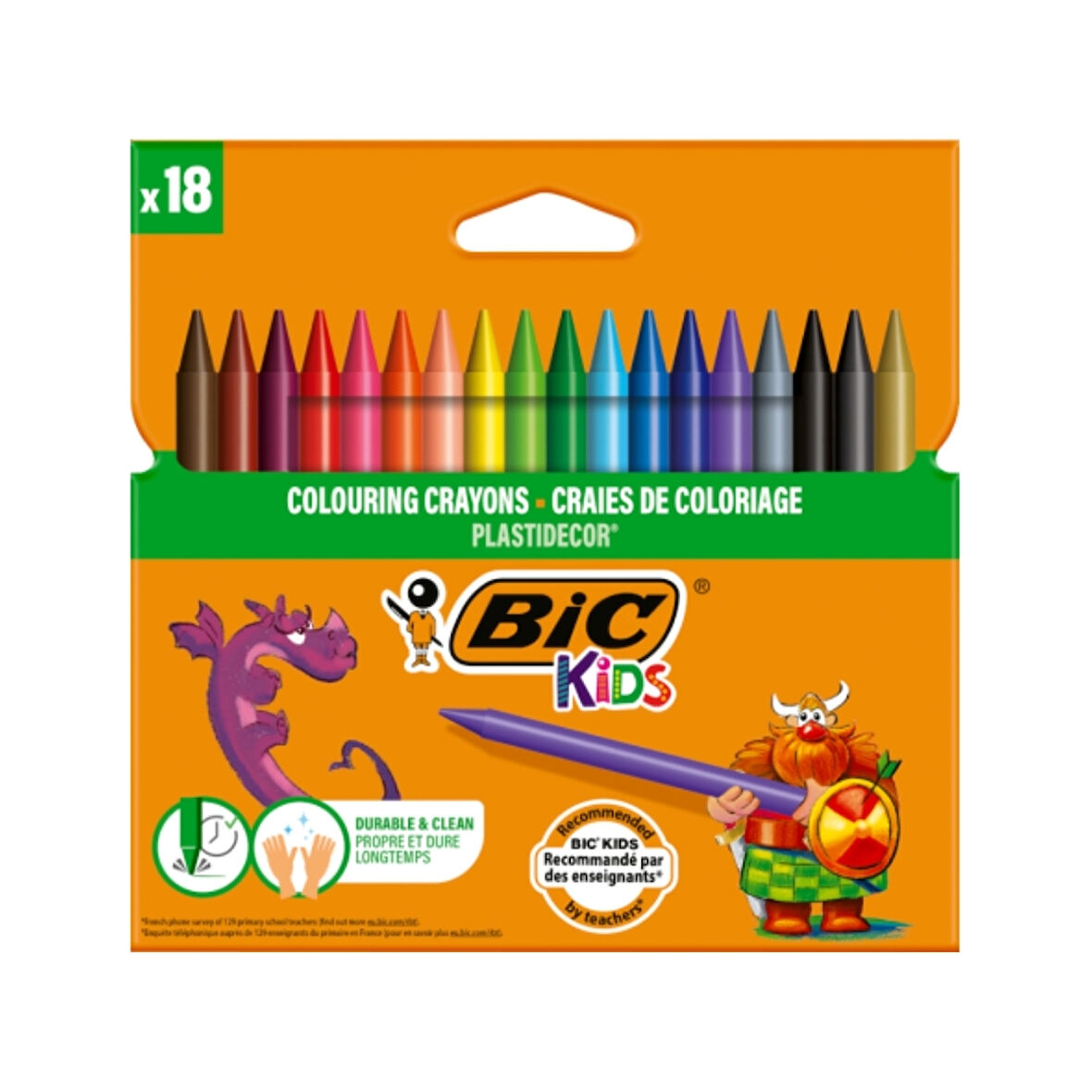 BIC | Plastidecor Pastel Boya Seti, 18 Renk, Elleri Kirletmeyen, Canlı ve Dayanıklı Renkler