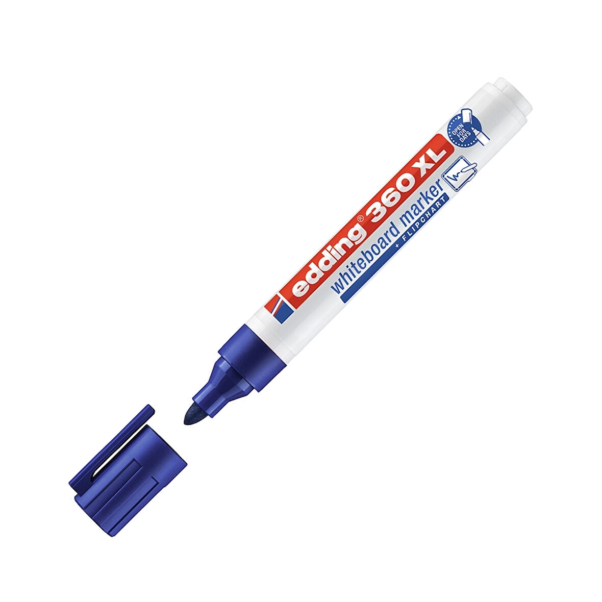 Edding | Cap-Off Beyaz Tahta Kalemi E-360XL Jumbo Boy, Mavi, Yuvarlak Uçlu, 1.5-3 mm, Doldurulabilir