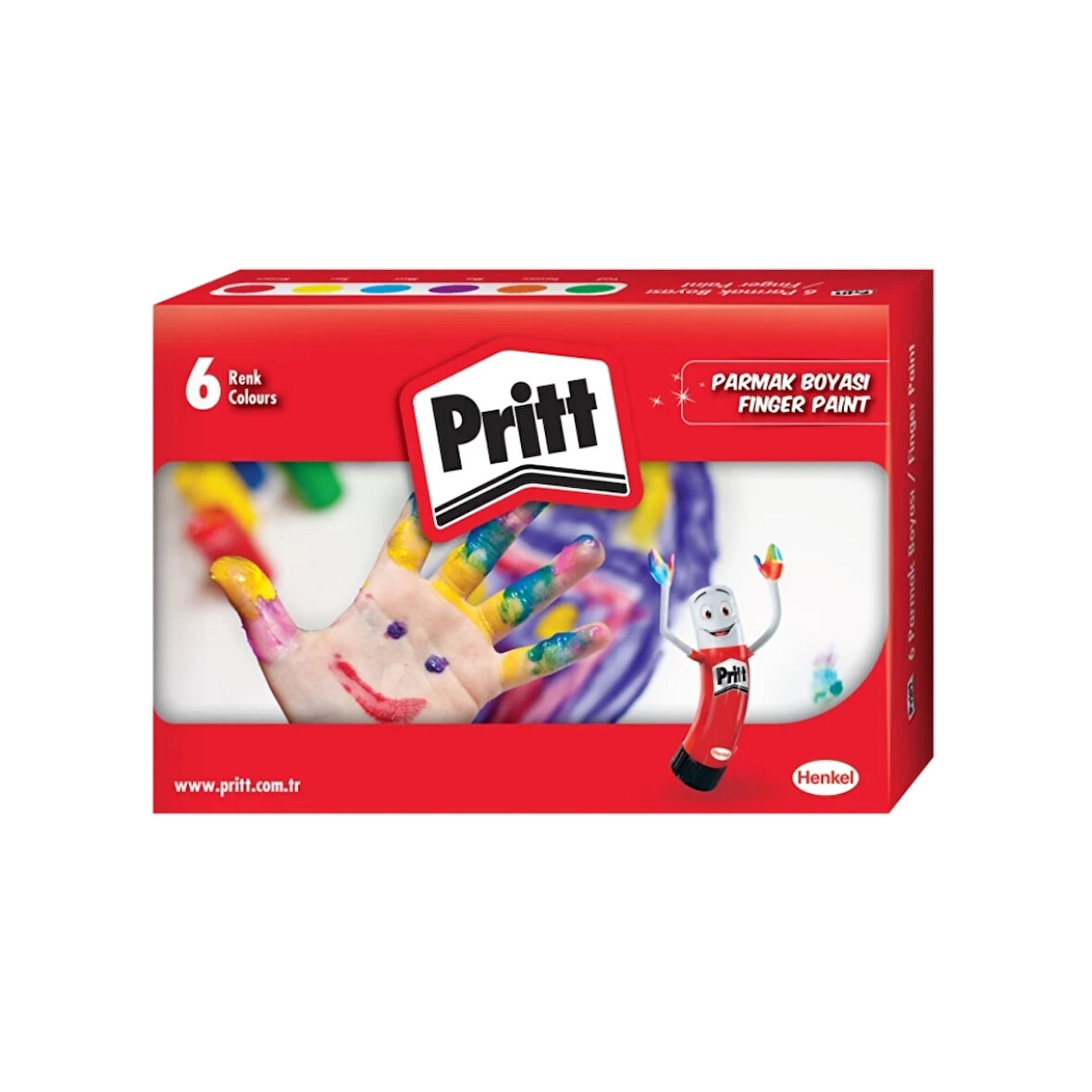 Pritt | Parmak Boyası Seti, 6 Renk x 30 ml, Su Bazlı, Çocuklar İçin Güvenli