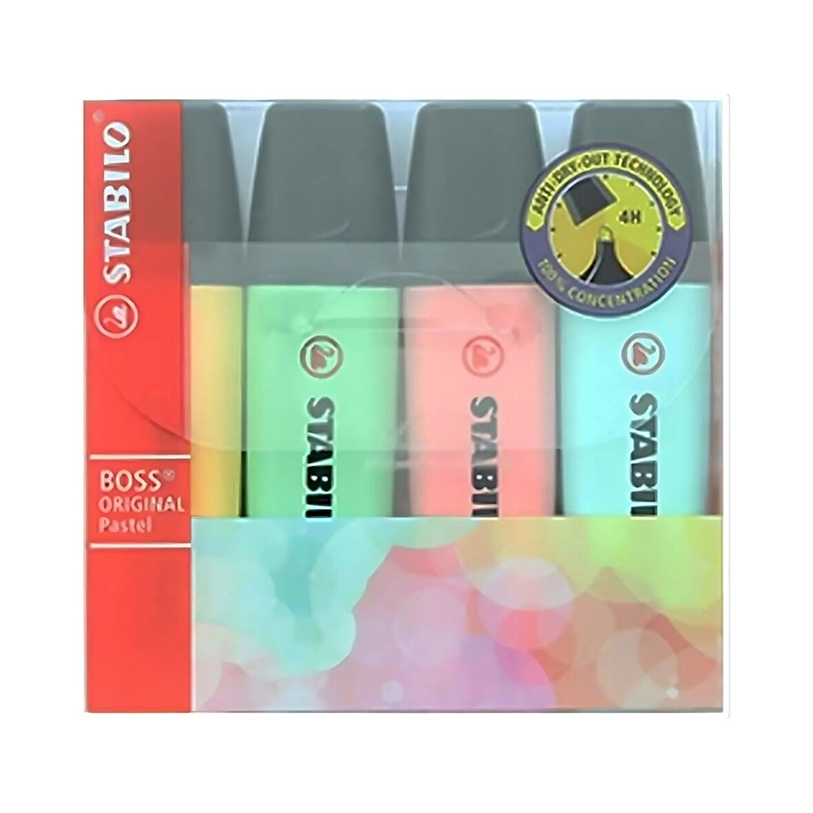 Stabilo | BOSS Original Fosforlu Kalem Seti, 4'lü Pastel Renkler, 2-5 mm Uç, Anti-Dry-Out Teknolojisi