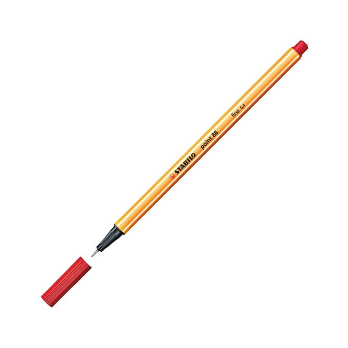 Stabilo | Point 88 Fineliner Kalem, 0.4 mm Uç, Kırmızı, Metal Destekli Uç, Altıgen Tasarım
