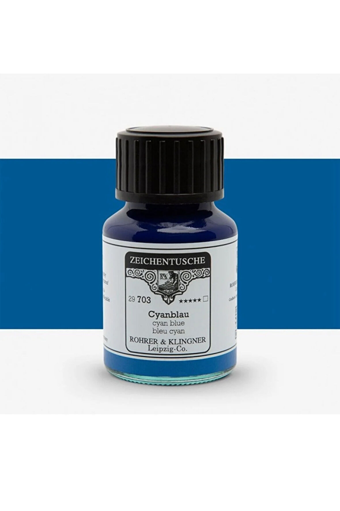 Rohrer&Klingner Kaligrafi mürekkebi Zeichentusche 29-airbrush-fırça-divit-boyama 50ml-703-cyan blue