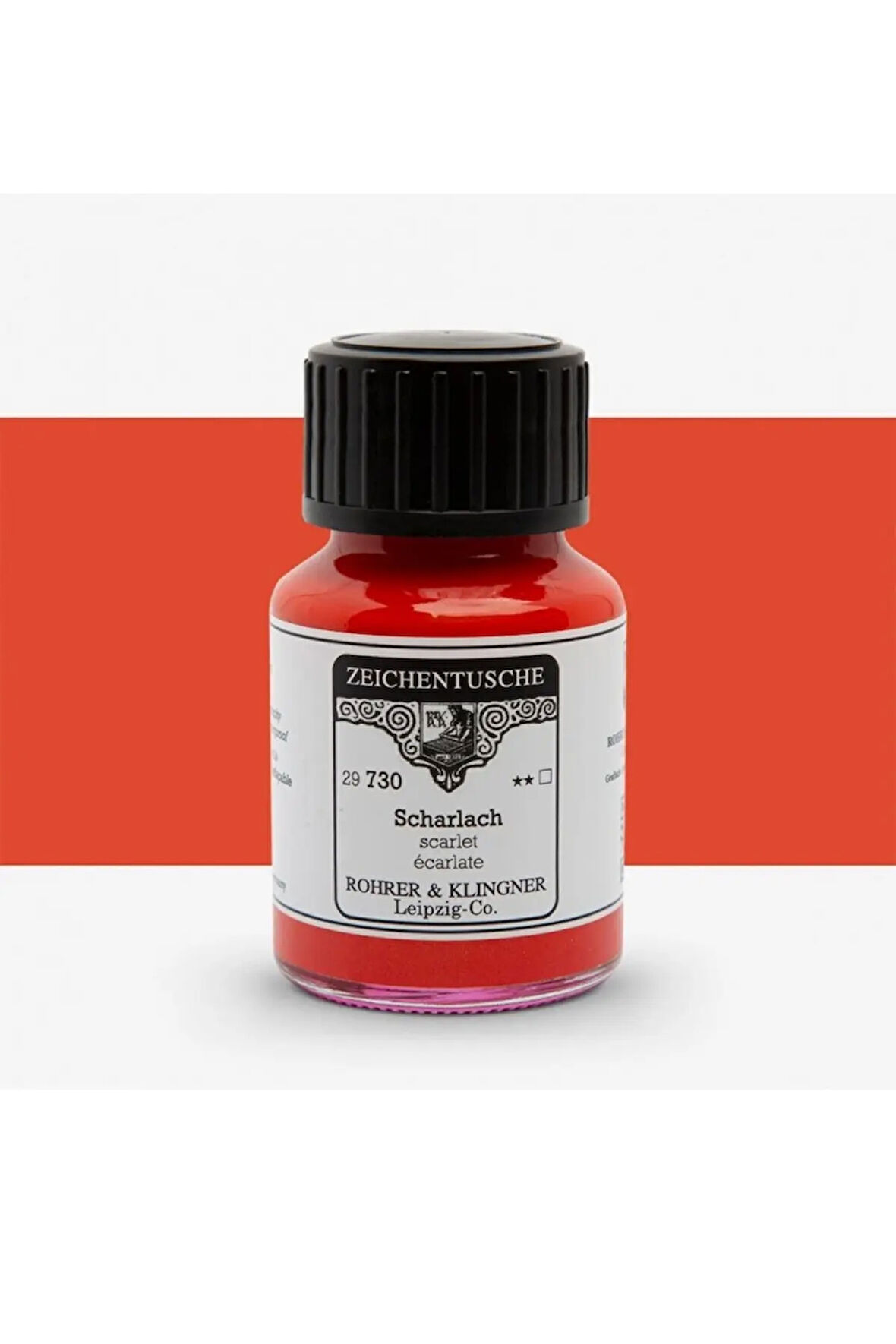 Rohrer&Klingner Kaligrafi mürekkebi Zeichentusche 29-airbrush-fırça-divit-sulu boya 50ml-730-scarlet
