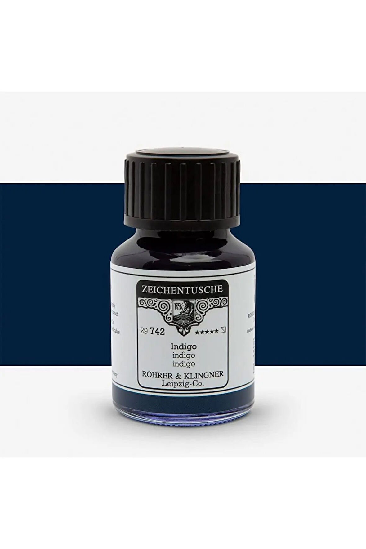 Rohrer&Klingner Kaligrafi mürekkebi Zeichentusche 29-airbrush-fırça-divit-sulu boya 50ml-742-indigo