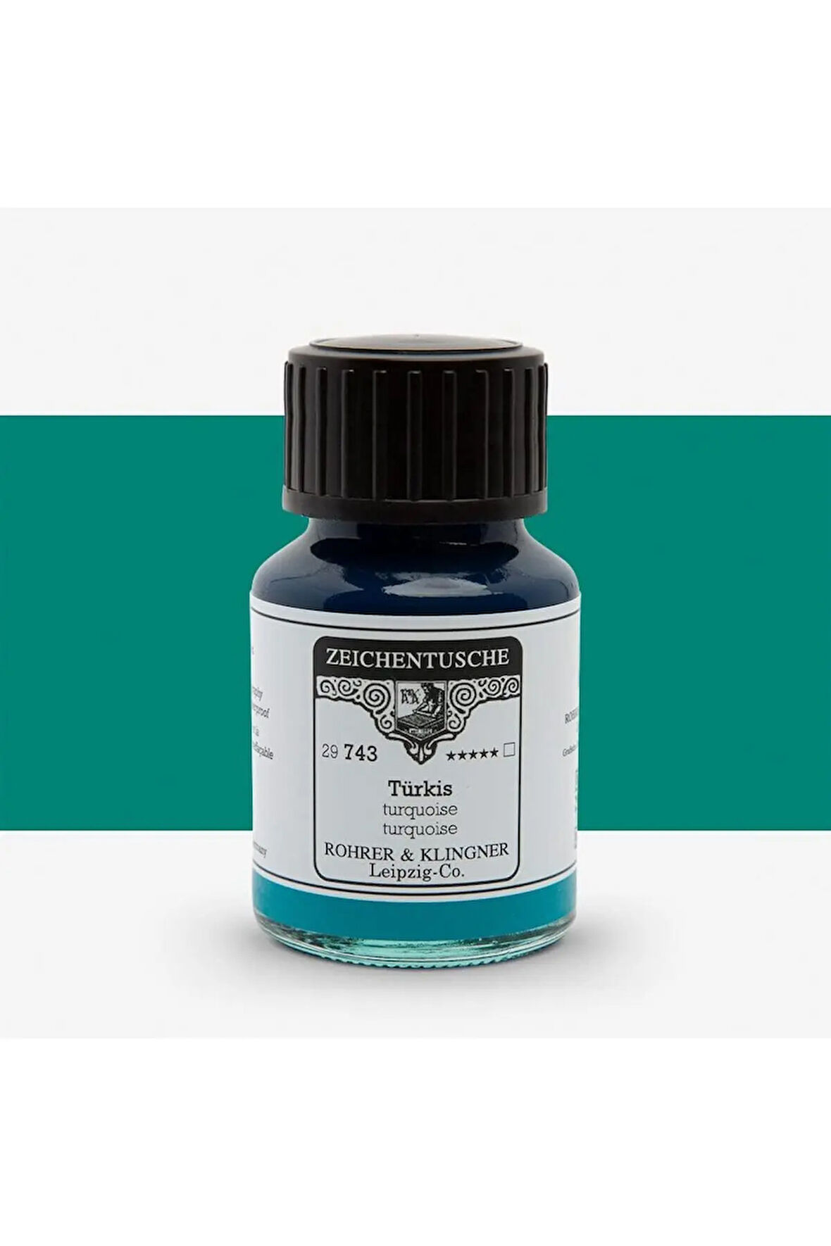 Rohrer&Klingner Kaligrafi mürekkebi Zeichentusche 29-airbrush-fırça-divit-50ml-743-turquoise