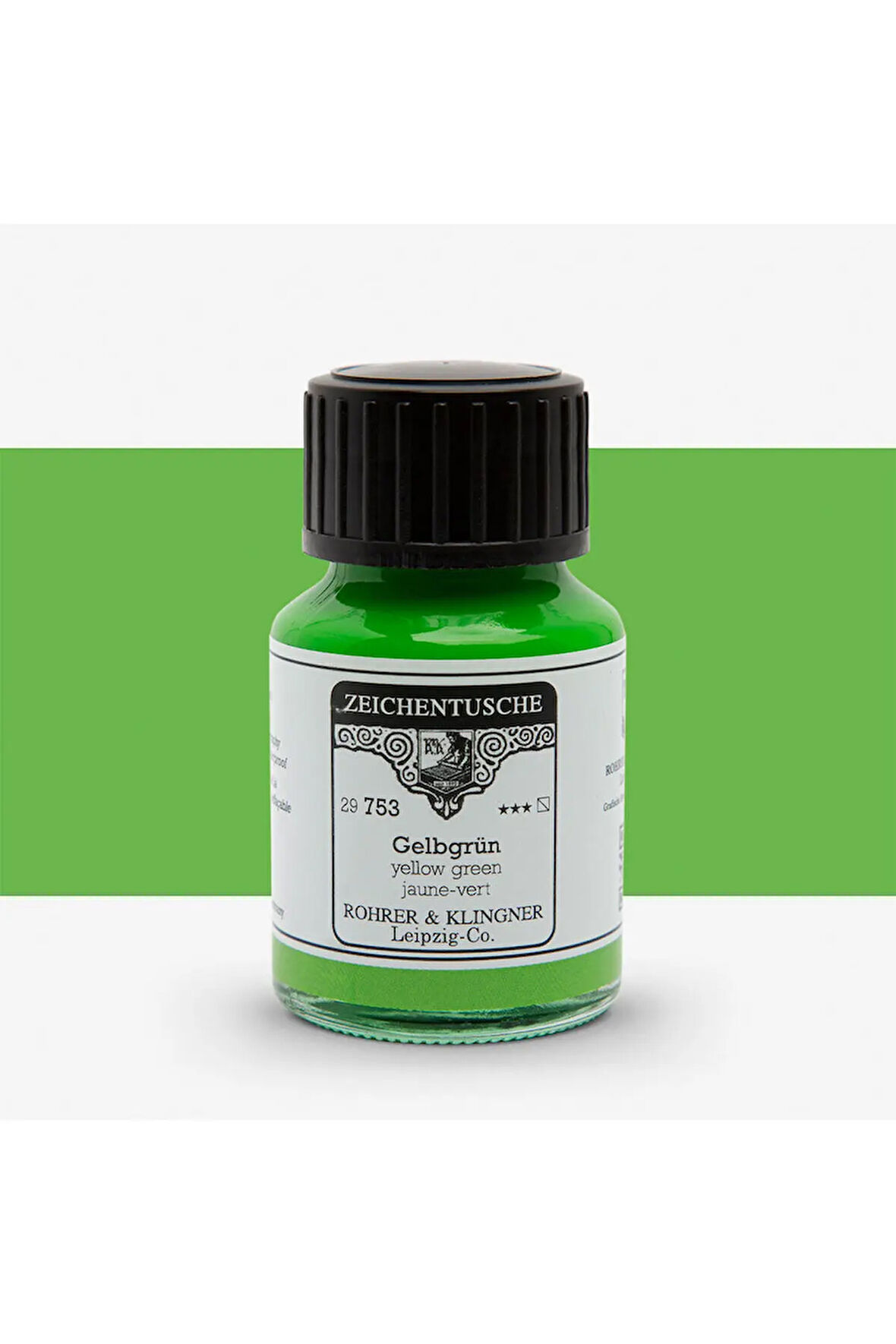 Rohrer&Klingner Kaligrafi mürekkebi Zeichentusche 29-airbrush-fırça-divit 50ml-753-yellow green