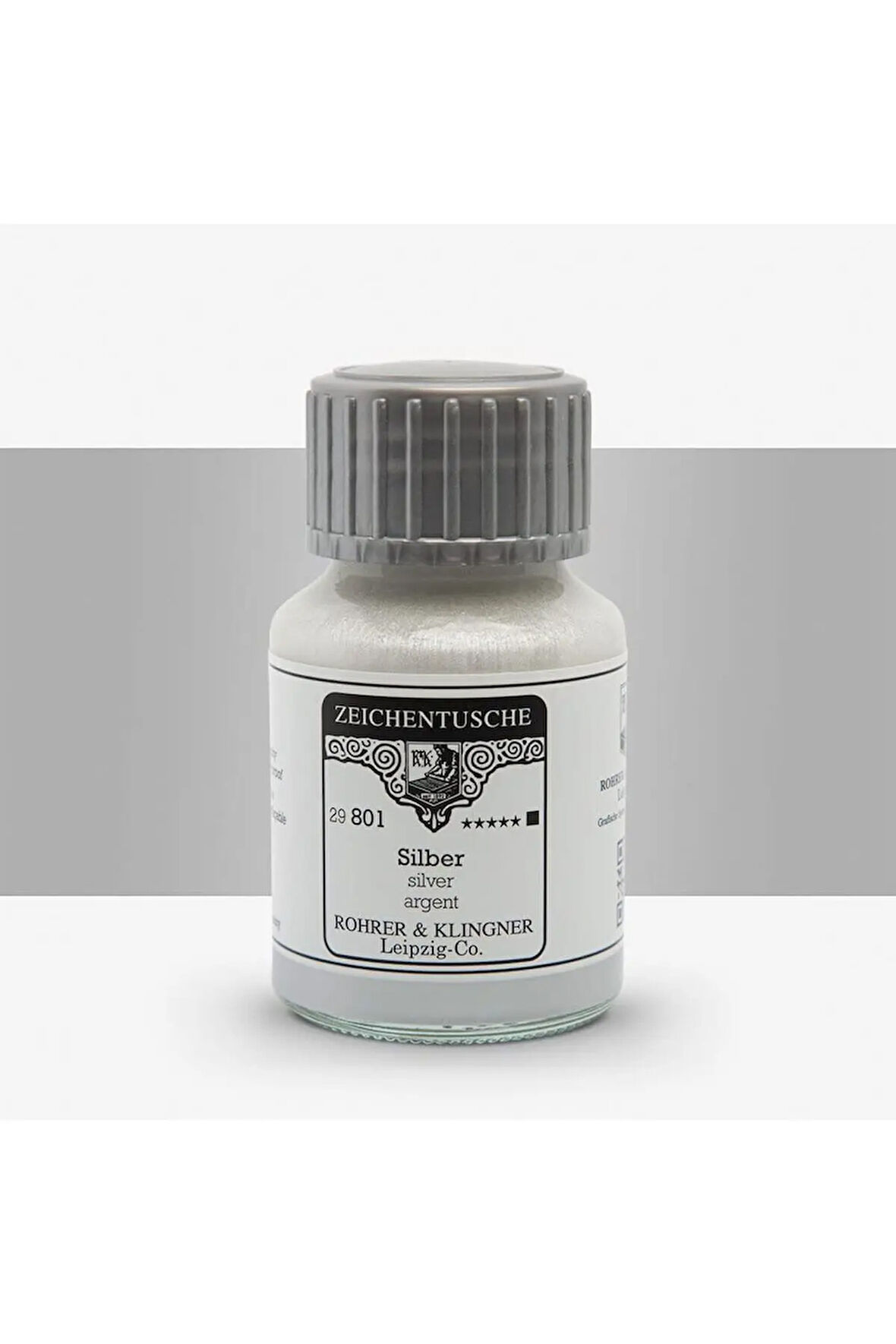 Rohrer&Klingner Kaligrafi mürekkebi Zeichentusche 29-airbrush-fırça-divit-sulu boya 50ml-801-silver