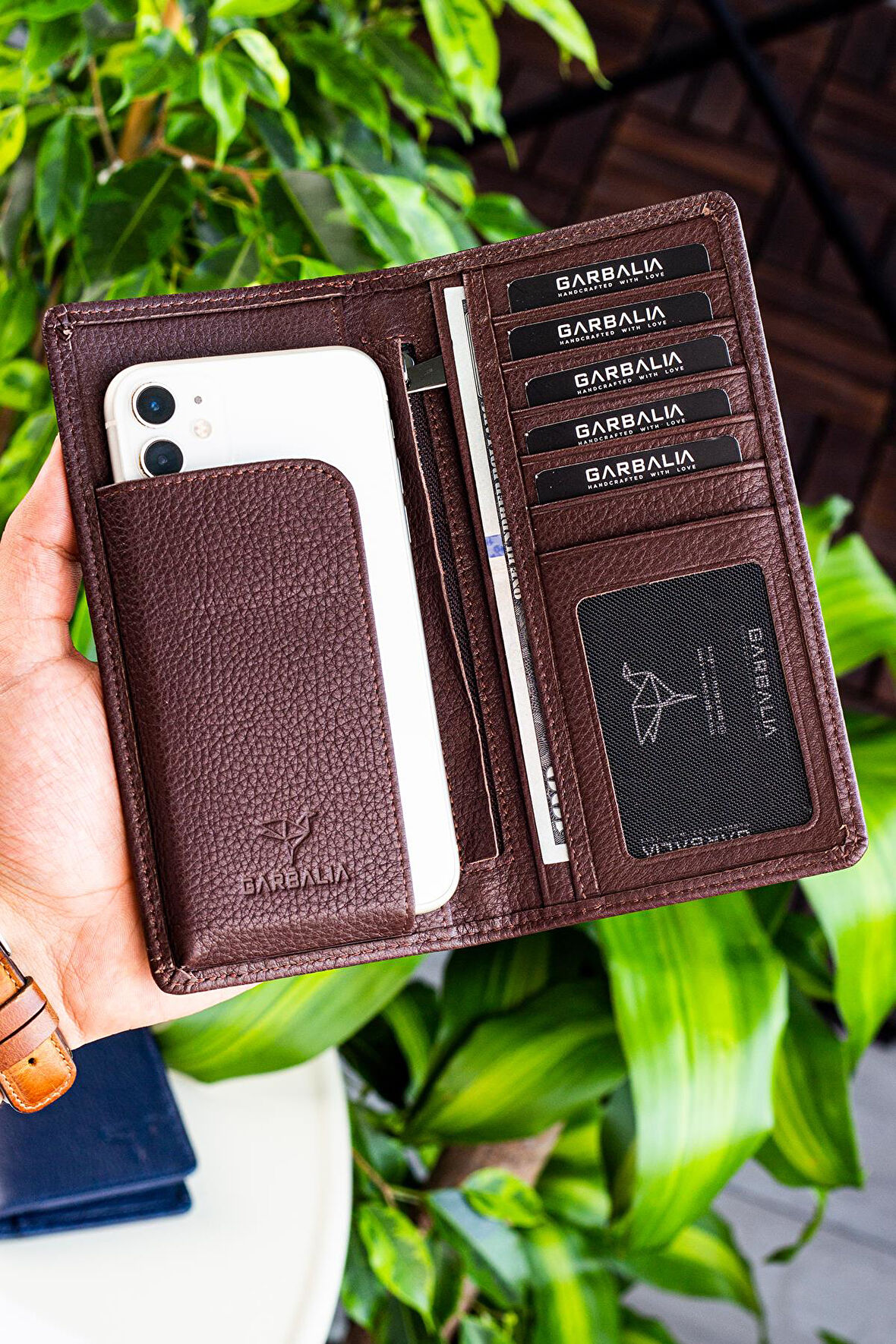 Garbalia Rome Hakiki Deri Cep Telefonu Bölmeli Unisex Cüzdan