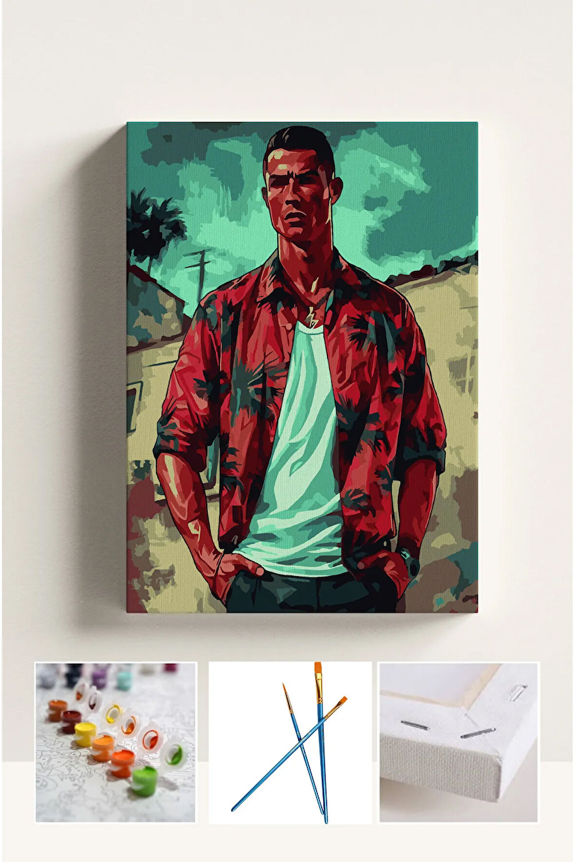 Sayılarla Boyama Seti Numaralı Tuval Fırça Boya RONALDO 40X50 Cm