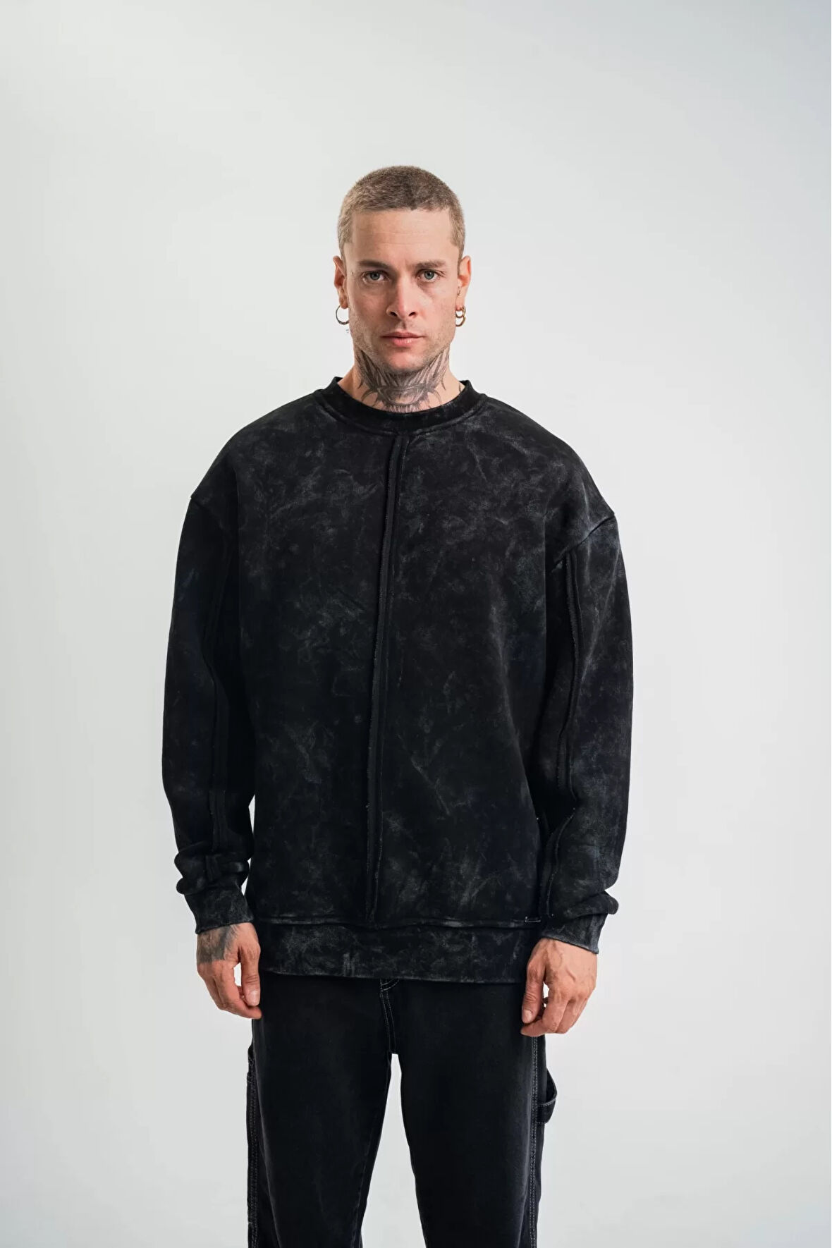 Premium Kalite Bisiklet Yaka Yıkamalı SweatShirt 