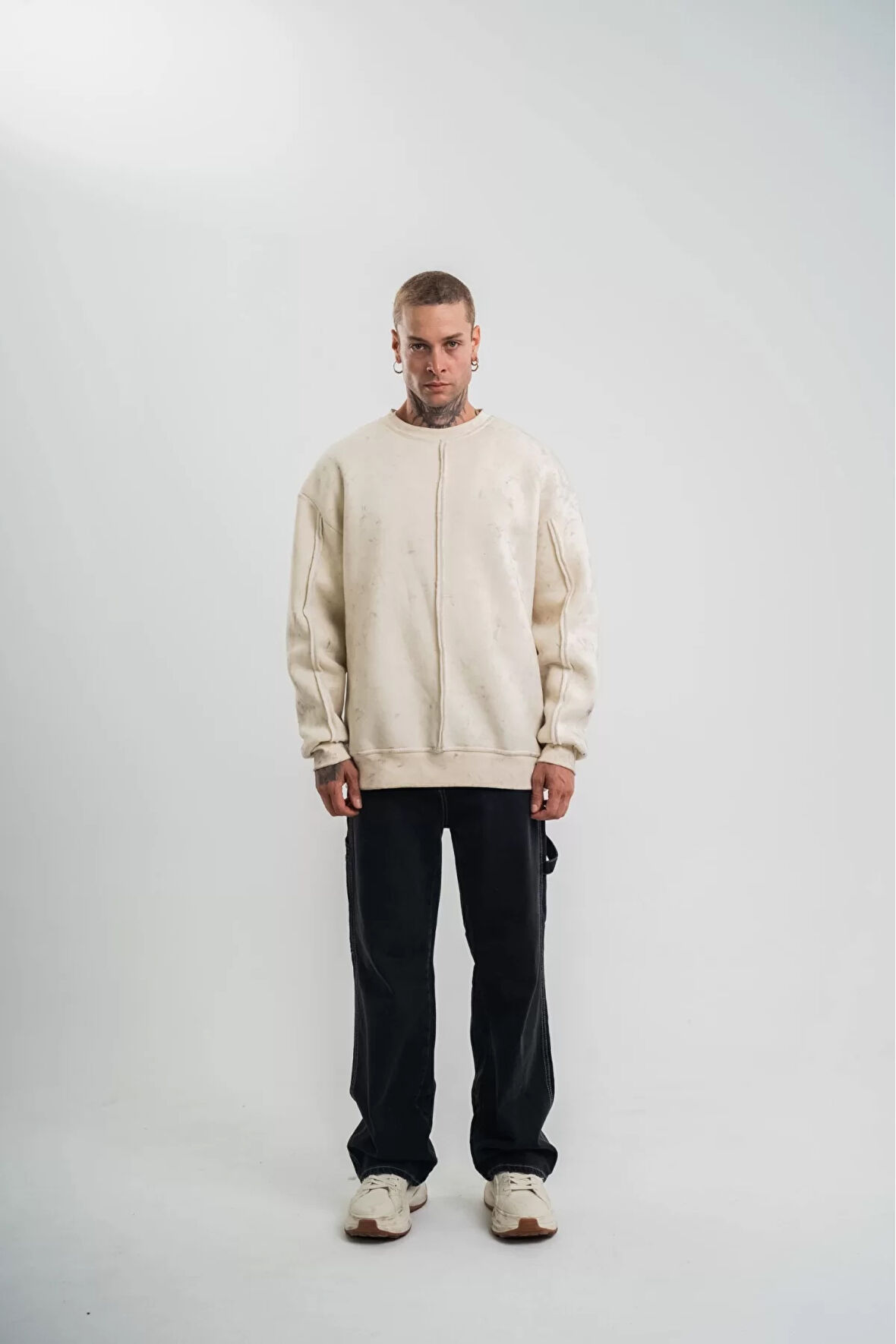 Premium Kalite Bisiklet Yaka Yıkamalı SweatShirt 