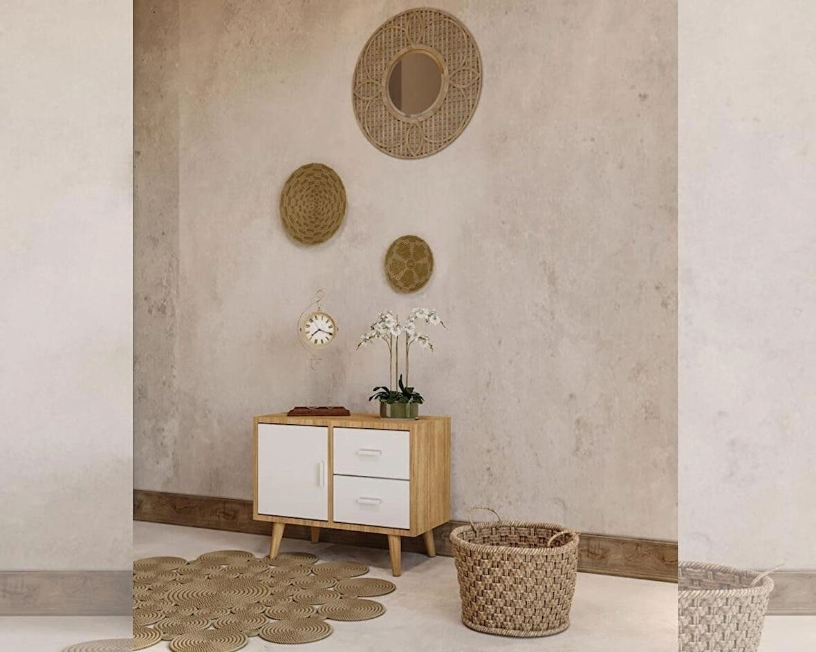 SUİT 3 Bölmeli Beyaz Komodin 