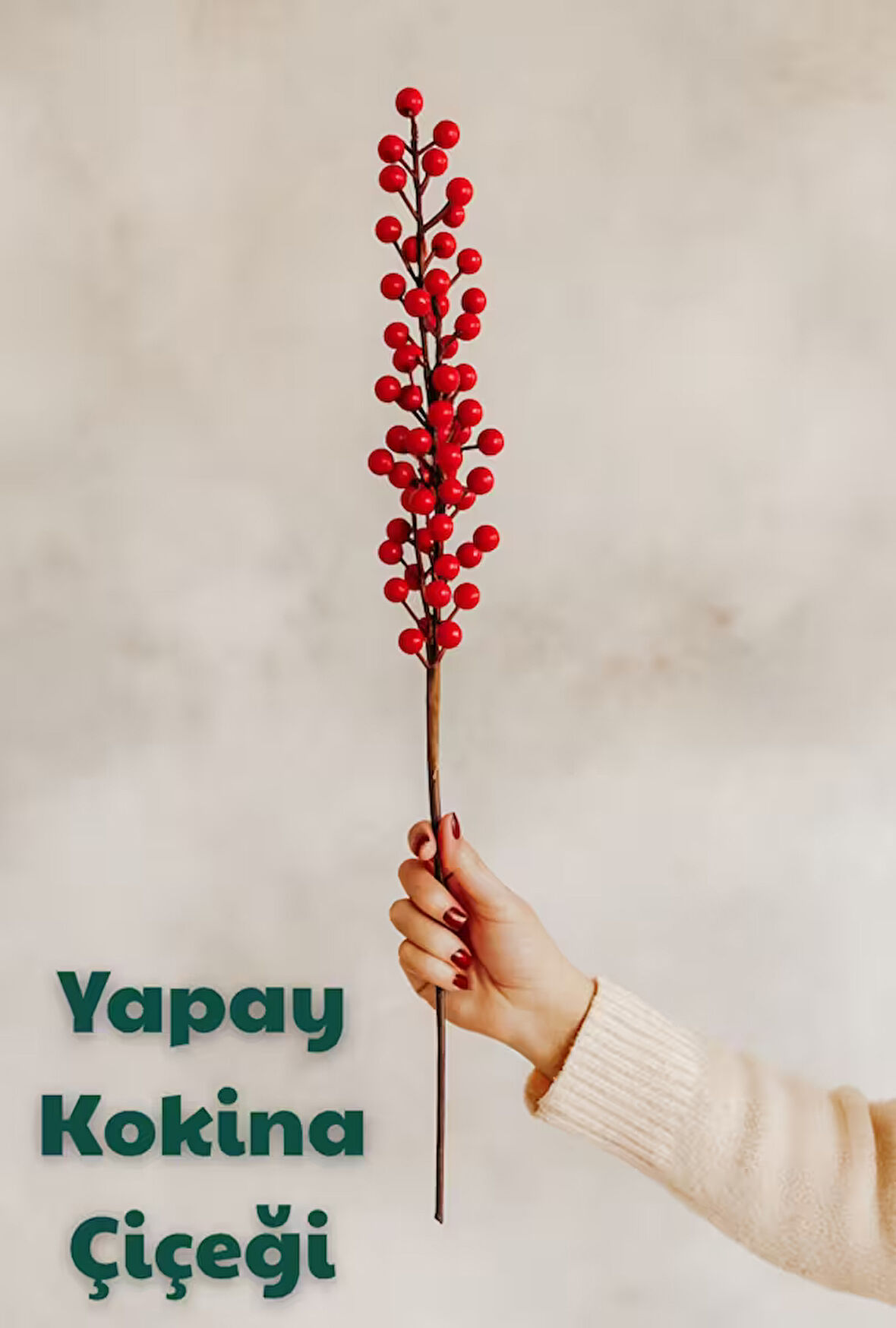 Yapay Kokina Çiçeği – Yoğun Dallı, İri Taneli Yılbaşı Çiçeği 60 cm - 1 Adet