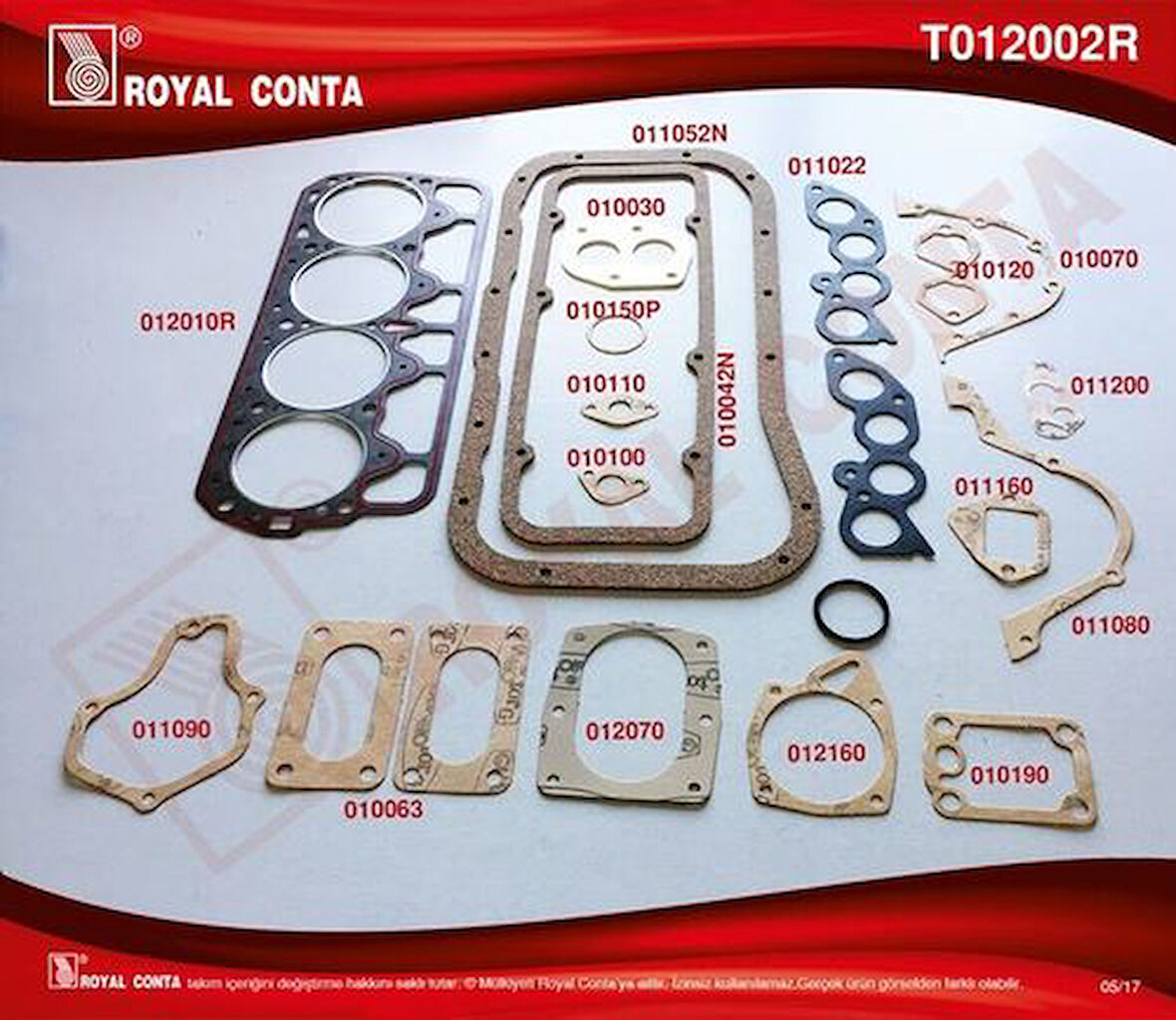 Royal T012002R Motor Takım Contası Keçesiz Murat 131 1.6 Super 5880247