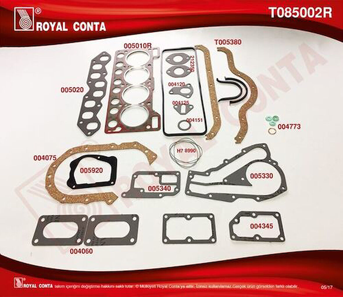 Royal T085002R Motor Takım Contası Renault 9 Renault 11 1.4 Super Keçesiz 7701460628