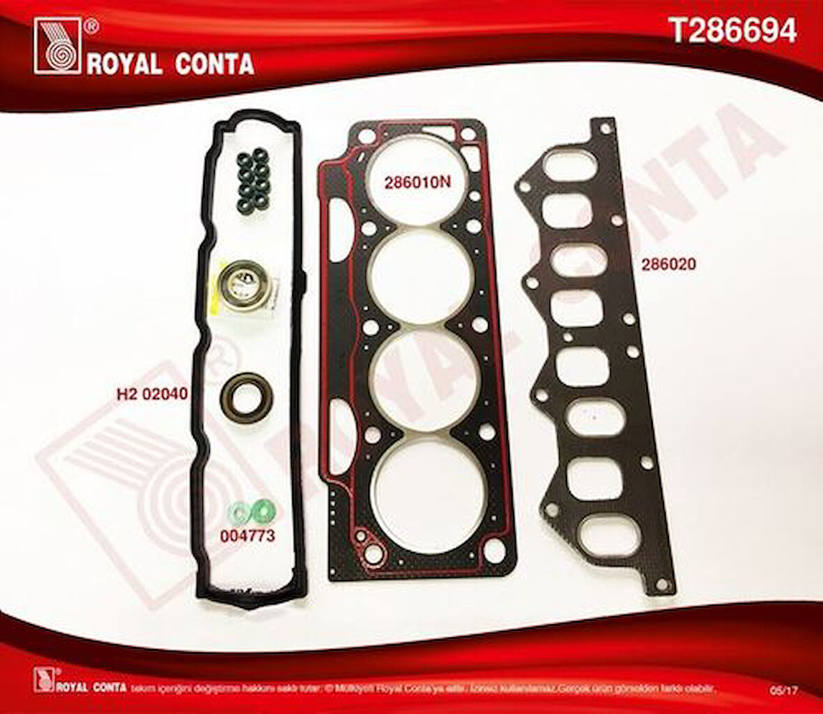 Royal T286694 Üst Takım Contası Keçeli Laguna Megane 1.8 2.0 8V F3P F3R 7701467058