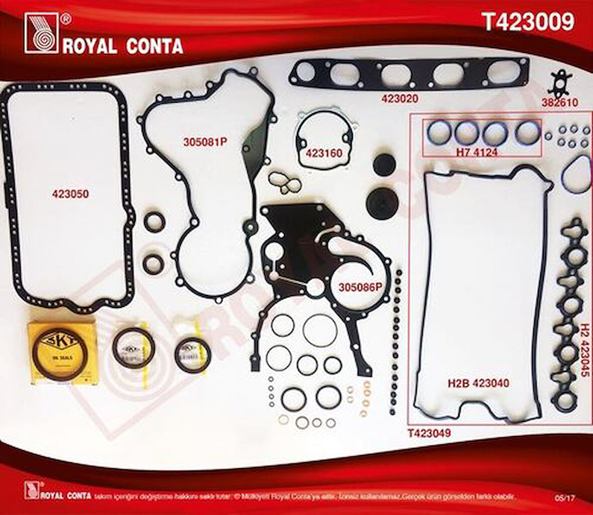 Royal T423009 Motor Takım Contası Tam Skt Keçeli Subap Lastiklı Master 2.2 2.5DCI 7701477813