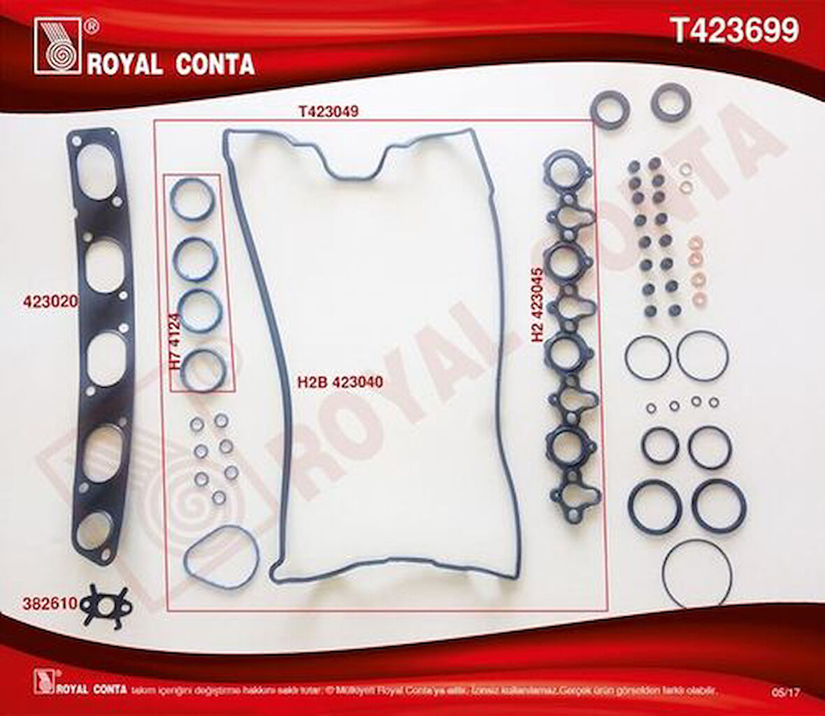 Royal T423699 Üst Takım Contası Yarım Skt Keçeli Subap Lastiklı Silindir Kapaksız Master 2.2 2.5DCI 4433416