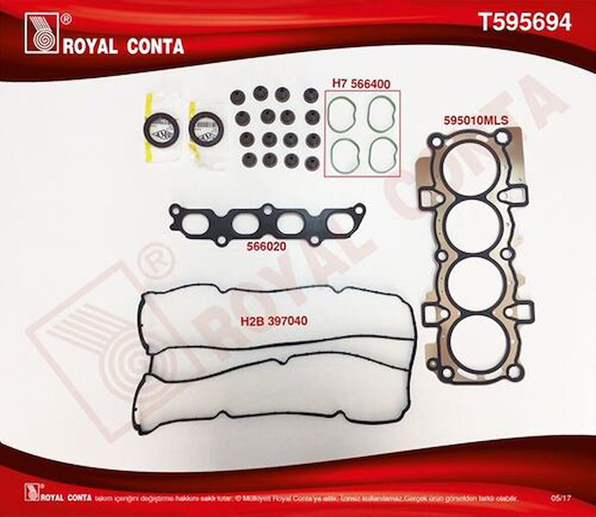 Royal T595694 Üst Takım Conta Skt Keçeli Subap Lastiklı S.K.C DahII Focus 1.6 16V Benzinli 07- 7S7G6008ÜST